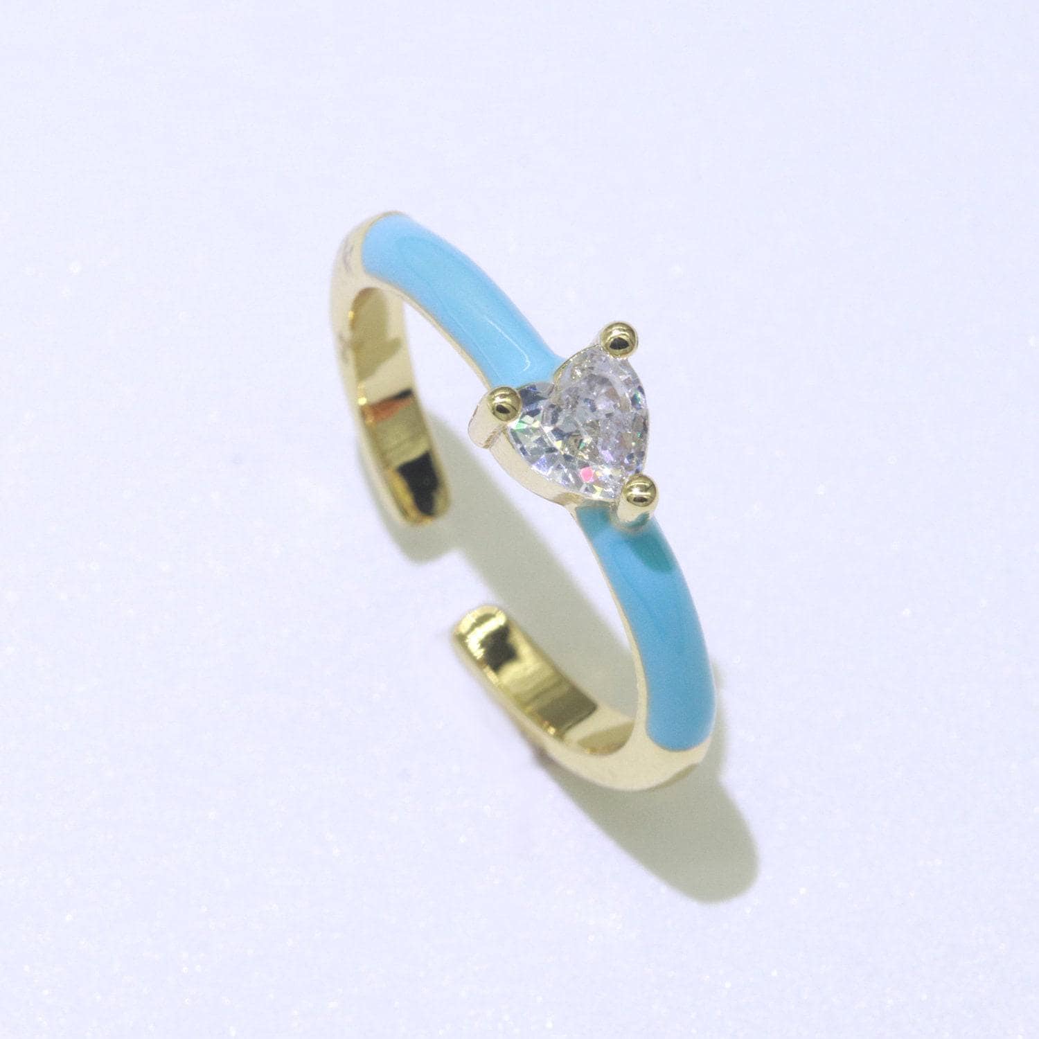 Pastel color enamel ring y2k jewelry heart cubic zirconia for stacking ring midi dainty ring for women girl birthday christmas gift