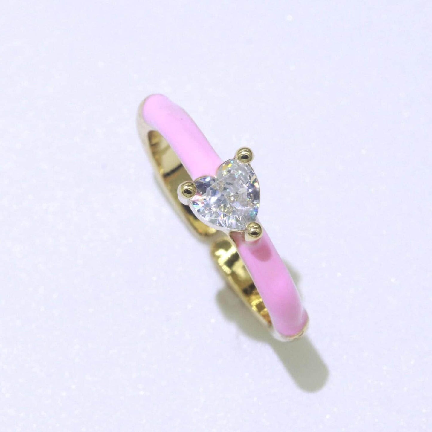 Pastel color enamel ring y2k jewelry heart cubic zirconia for stacking ring midi dainty ring for women girl birthday christmas gift