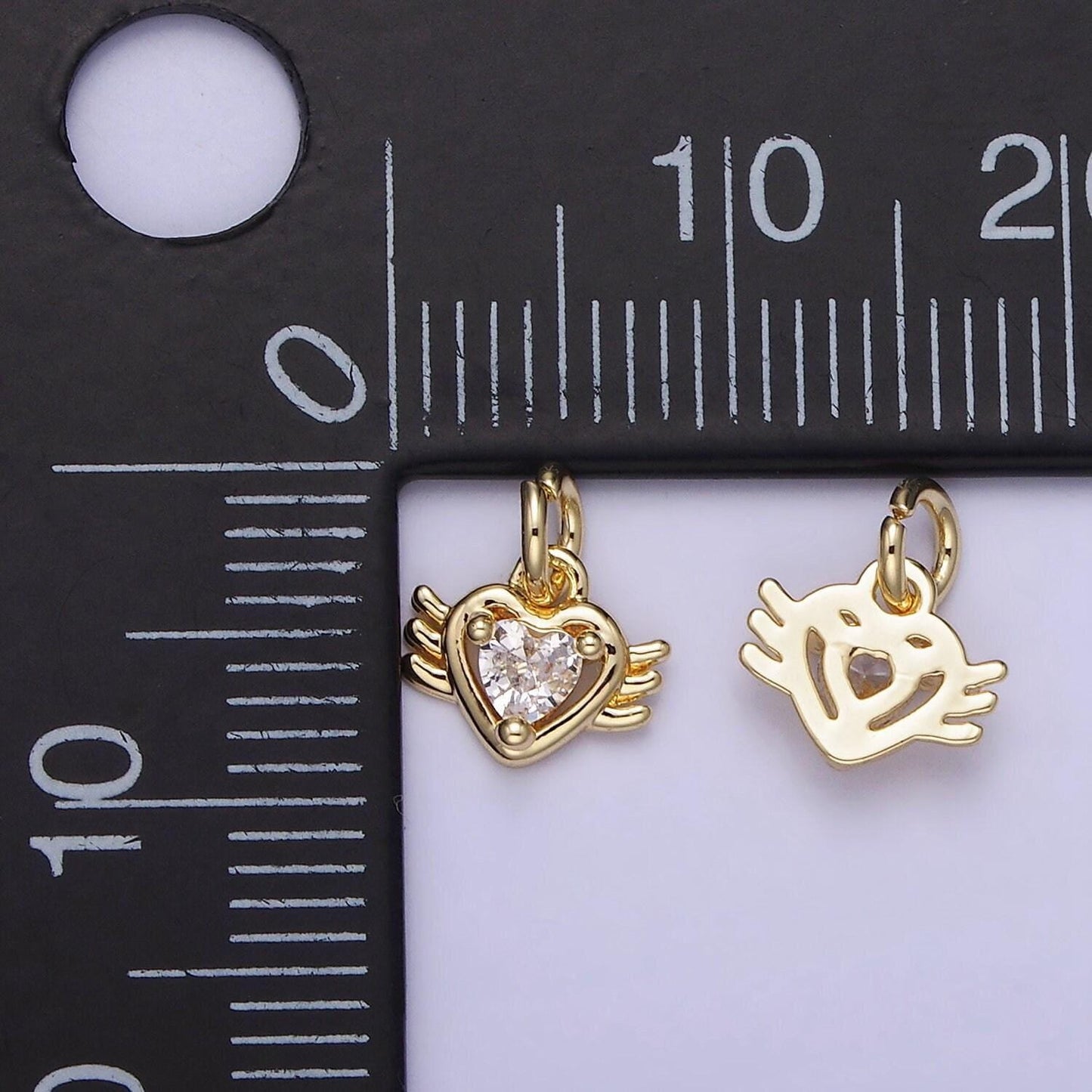 14k gold filled cz sacred heart wings mini charm | ag-745