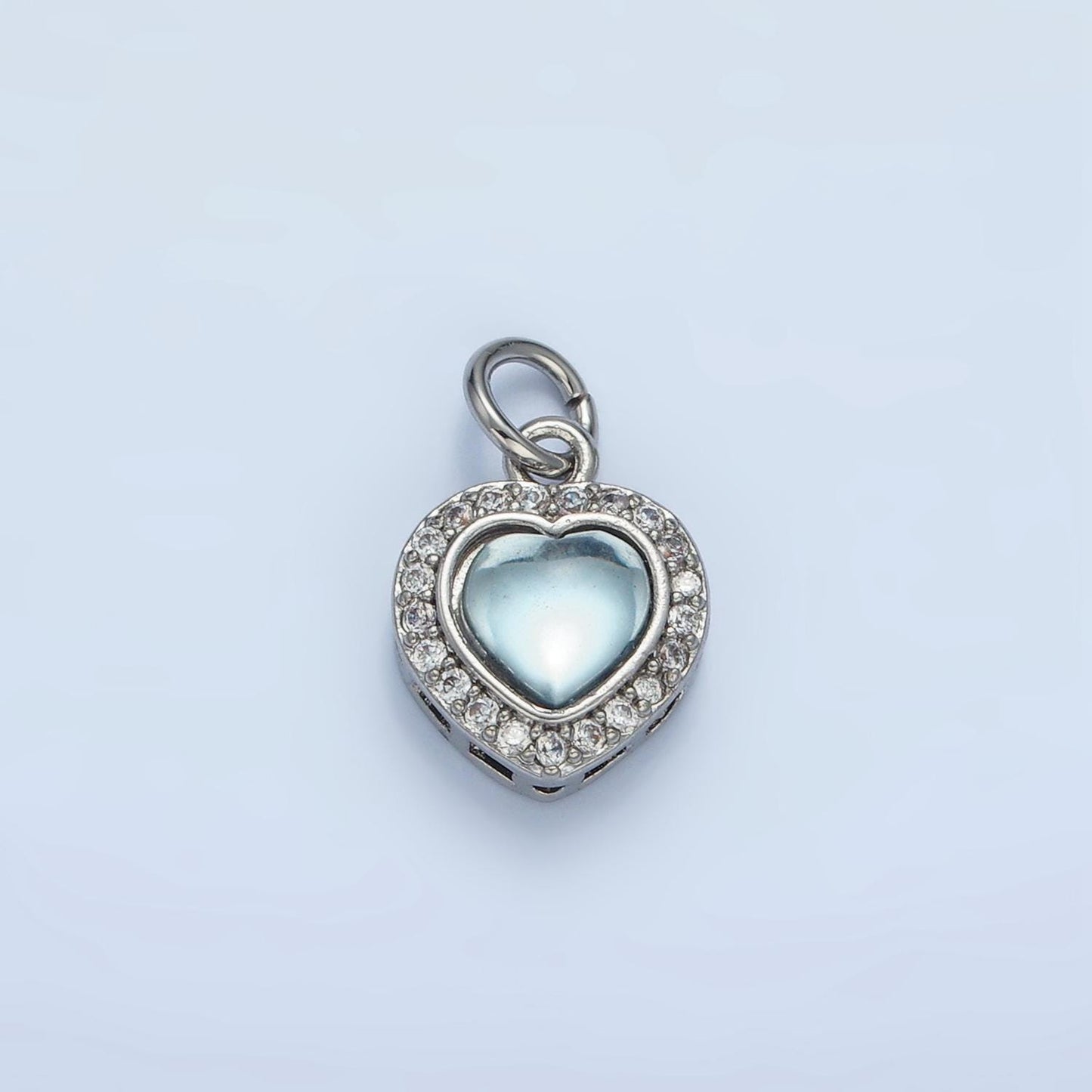 Mini blue moonstone heart charms, gold love pendants silver heart pendant in 24k gold filled m867