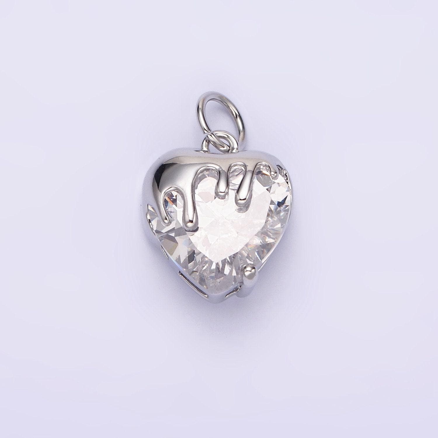 14k gold filled clear, pink, purple, yellow. black heart cz molten drip charm in gold & silver | n1537 - n1546