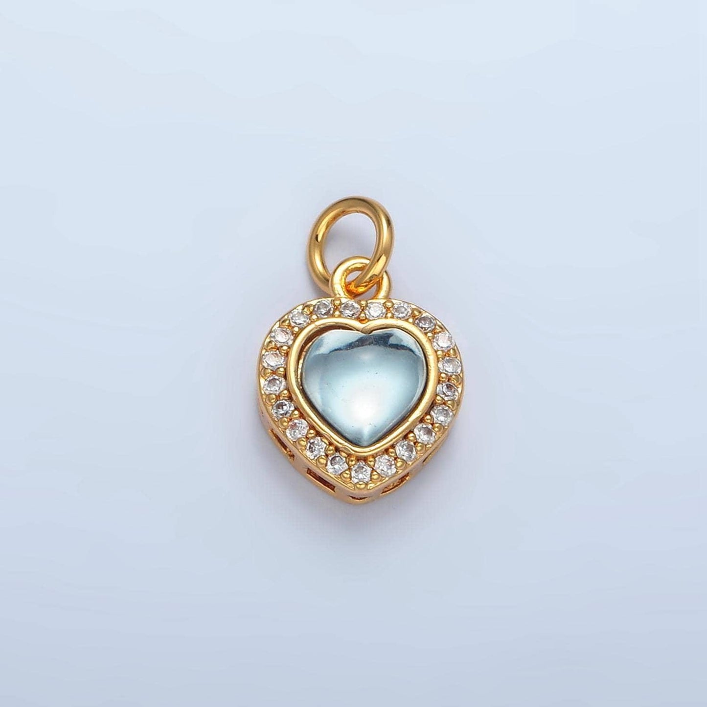 Mini blue moonstone heart charms, gold love pendants silver heart pendant in 24k gold filled m867