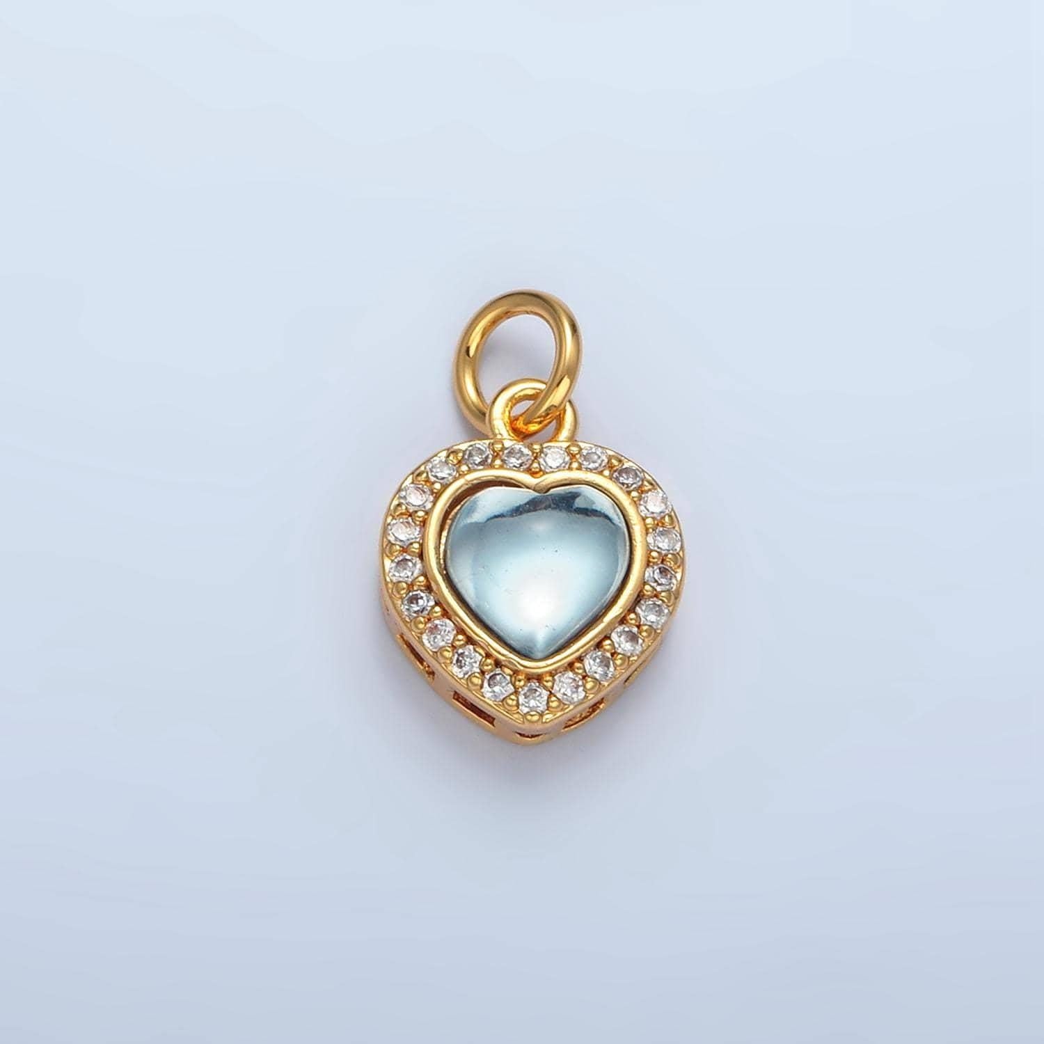 Mini blue moonstone heart charms, gold love pendants silver heart pendant in 24k gold filled m867