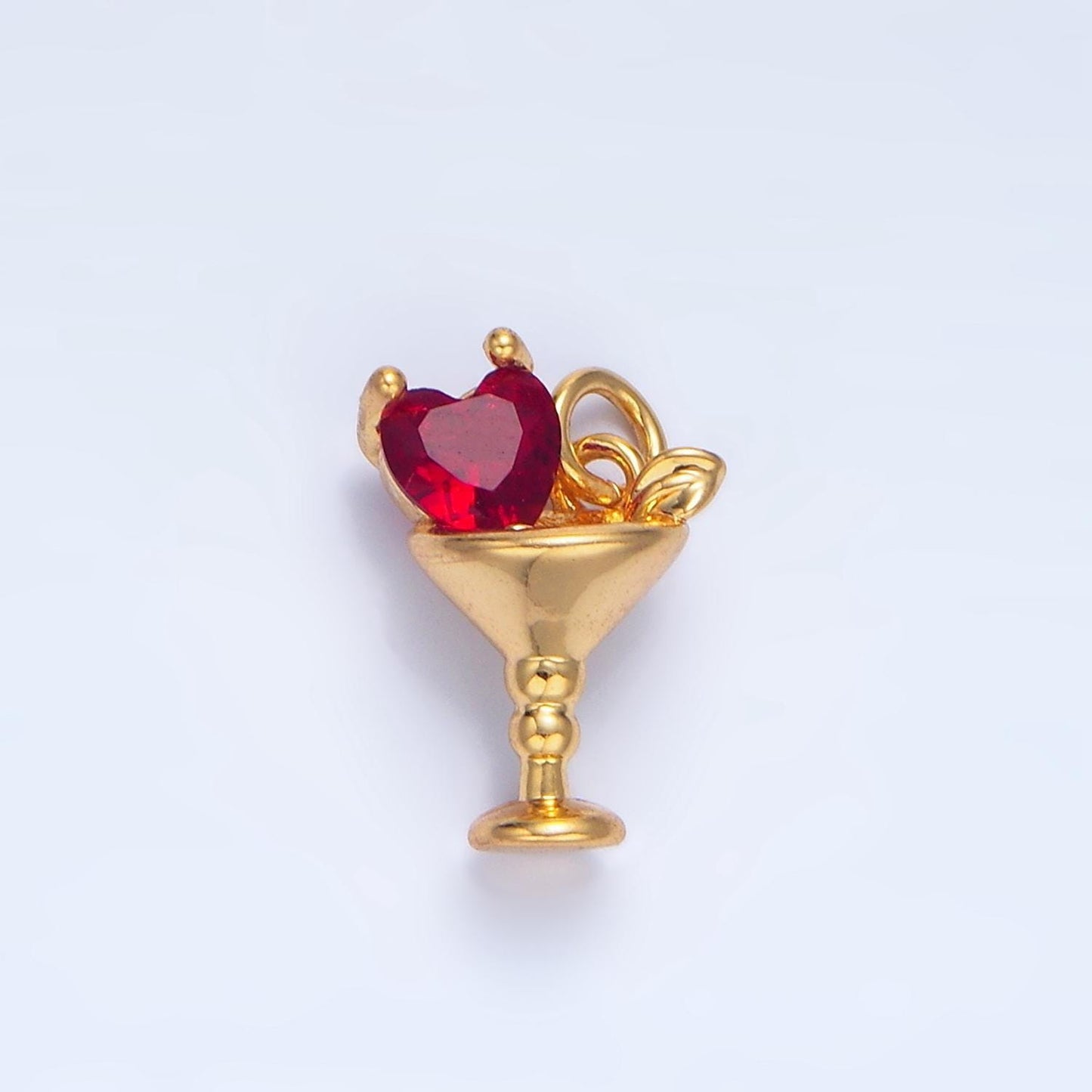 Red, pink, clear, purple cz heart alcoholic martini drink 24k gold filled charm | x-846 - x-847