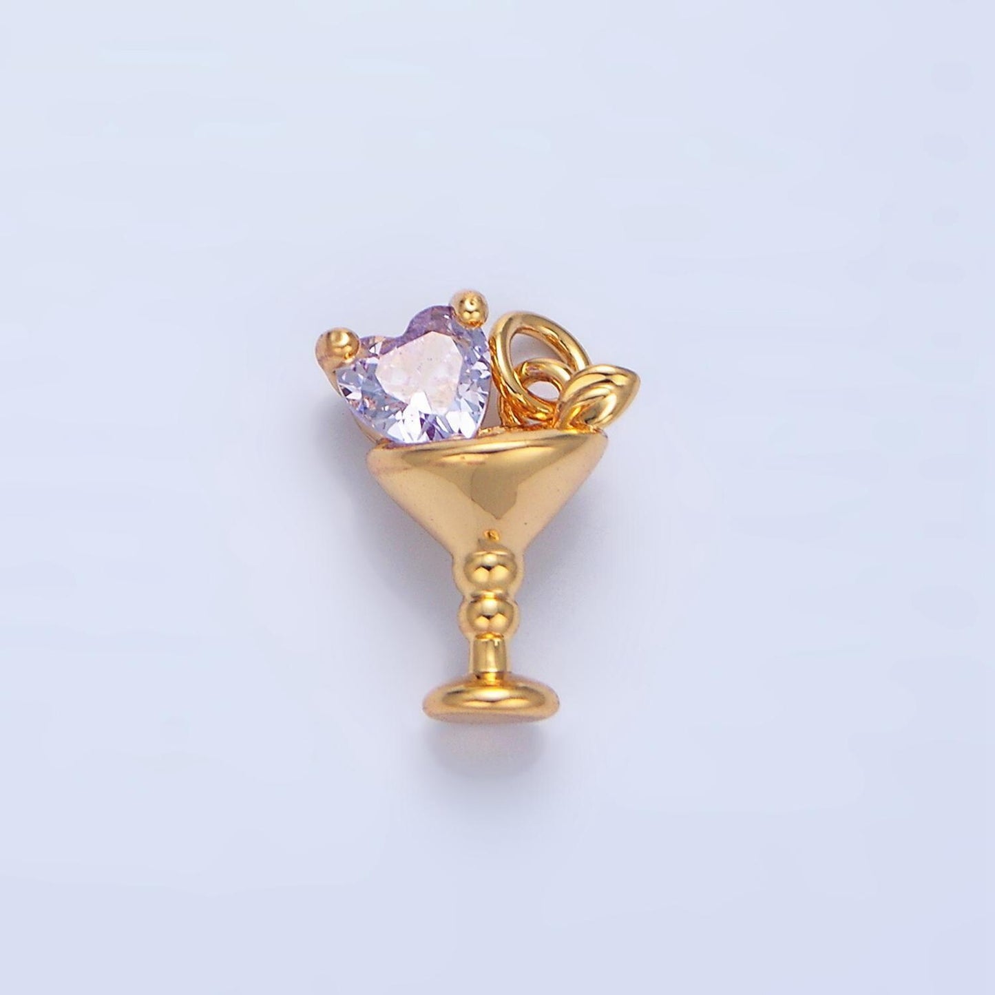 Red, pink, clear, purple cz heart alcoholic martini drink 24k gold filled charm | x-846 - x-847