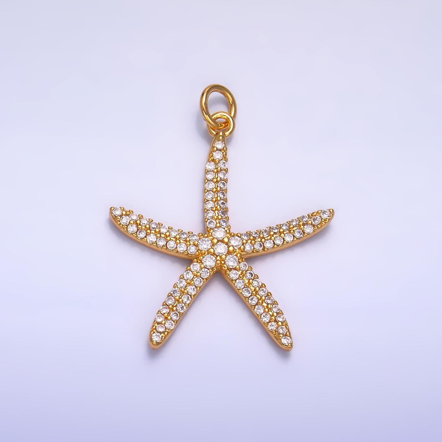 Dainty cz starfish charms 24k gold filled sea star pendant star fish charm for bracelet necklace diy jewelry making supply ocean beach w235
