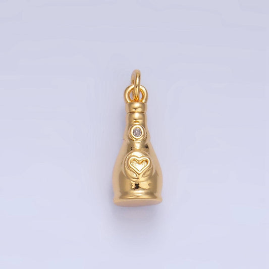 Mini gold wine bottle charm champagne bottle drop charm pendant drinking bottle charm w136