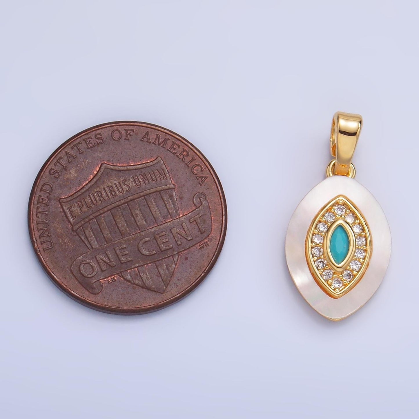 Gold pearl charm evil eye pendant turquoise eye charm amulet protection jewelry aa1052