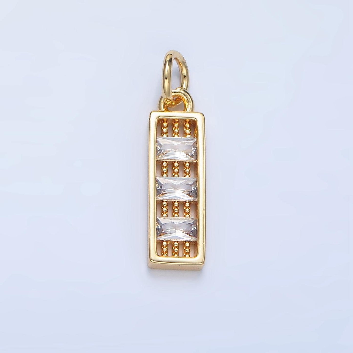 Triple baguette 24k gold filled rectangle bar charm | x-933
