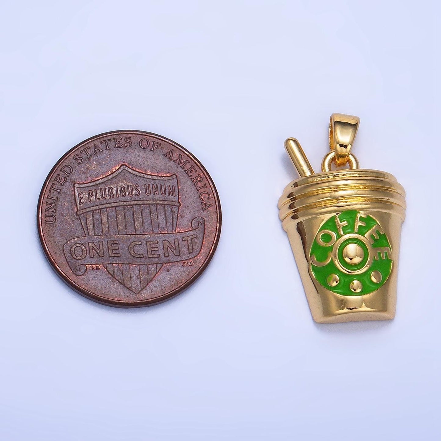 Mini gold enamel coffee cup drink 24k gold filled pendant | aa-1010