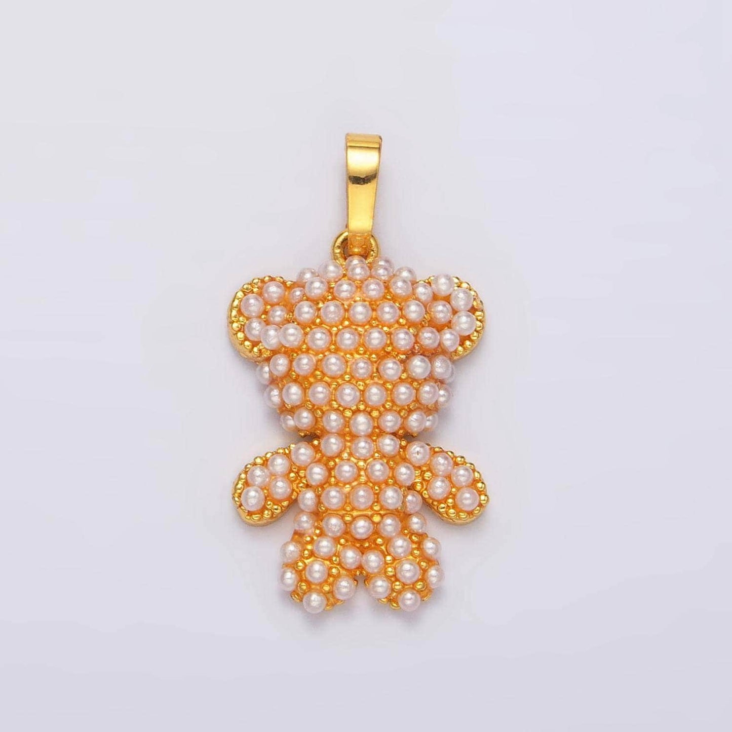 Pearl teddy bear animal 24k gold filled pendant | aa-1006