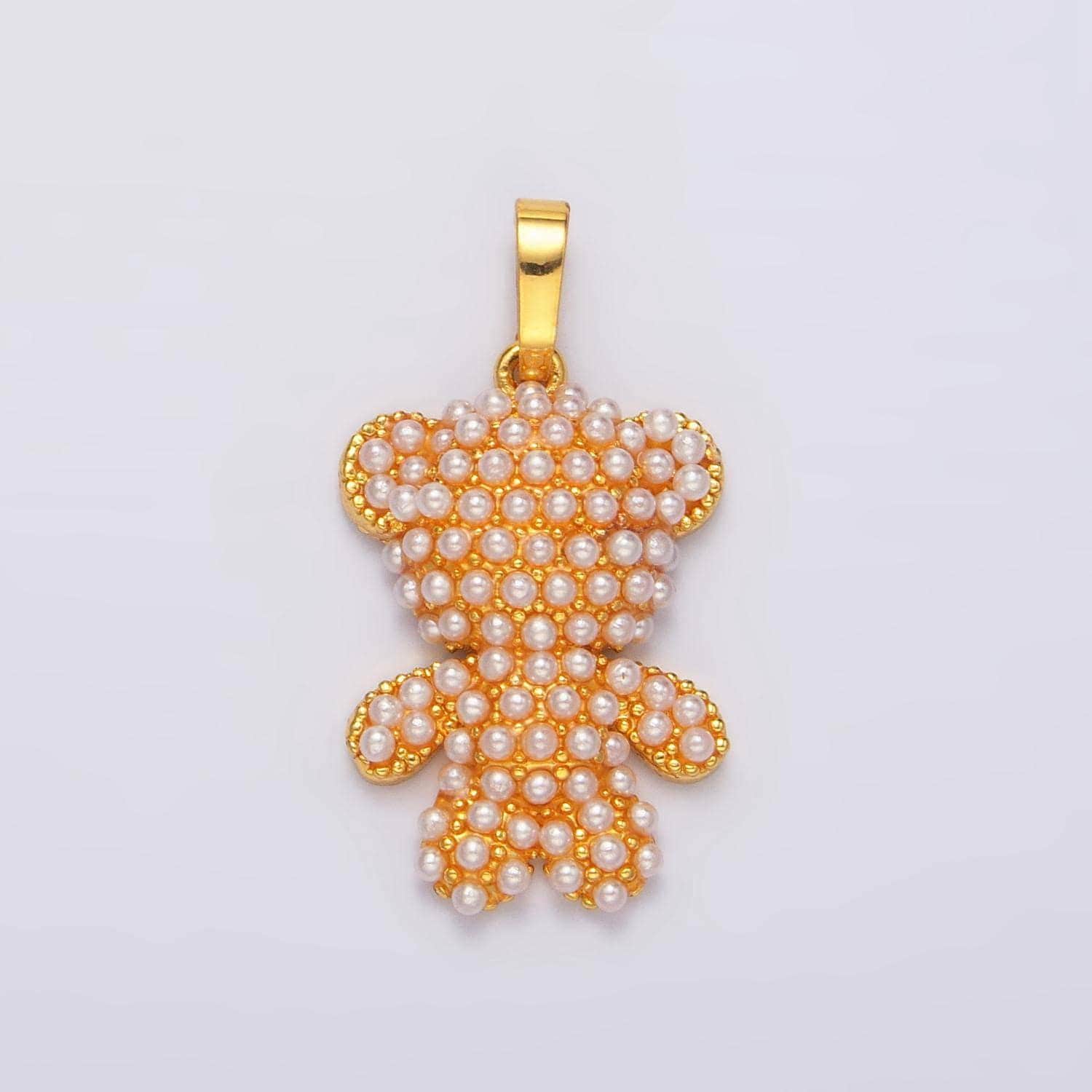 Pearl teddy bear animal 24k gold filled pendant | aa-1006