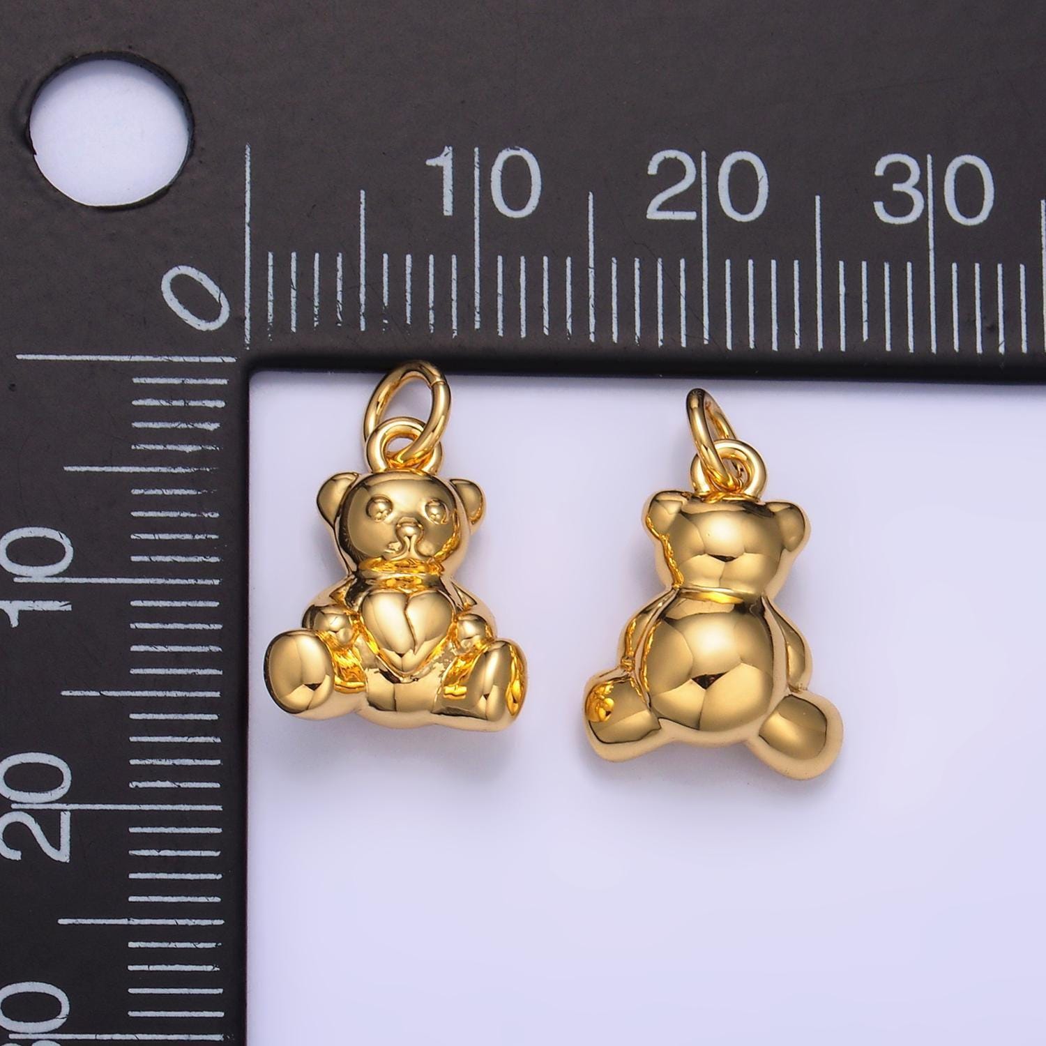 24k gold filled teddy bear pendant kids stuff animal add-on charm in gold for bracelet necklace charm bar supply | w215