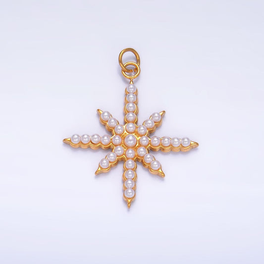 Gold pearl north star pendant, 14k gold filled mini pearl polaris northern constellation celestial charm | p-1449