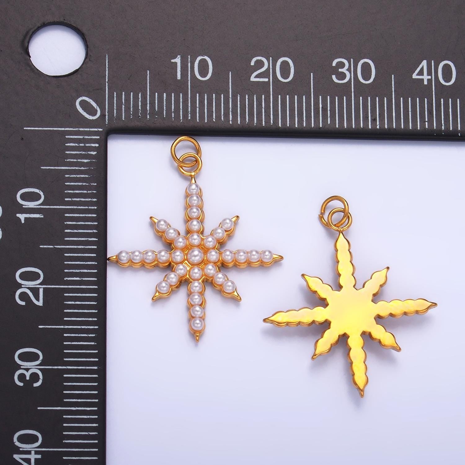 Gold pearl north star pendant, 14k gold filled mini pearl polaris northern constellation celestial charm | p-1449