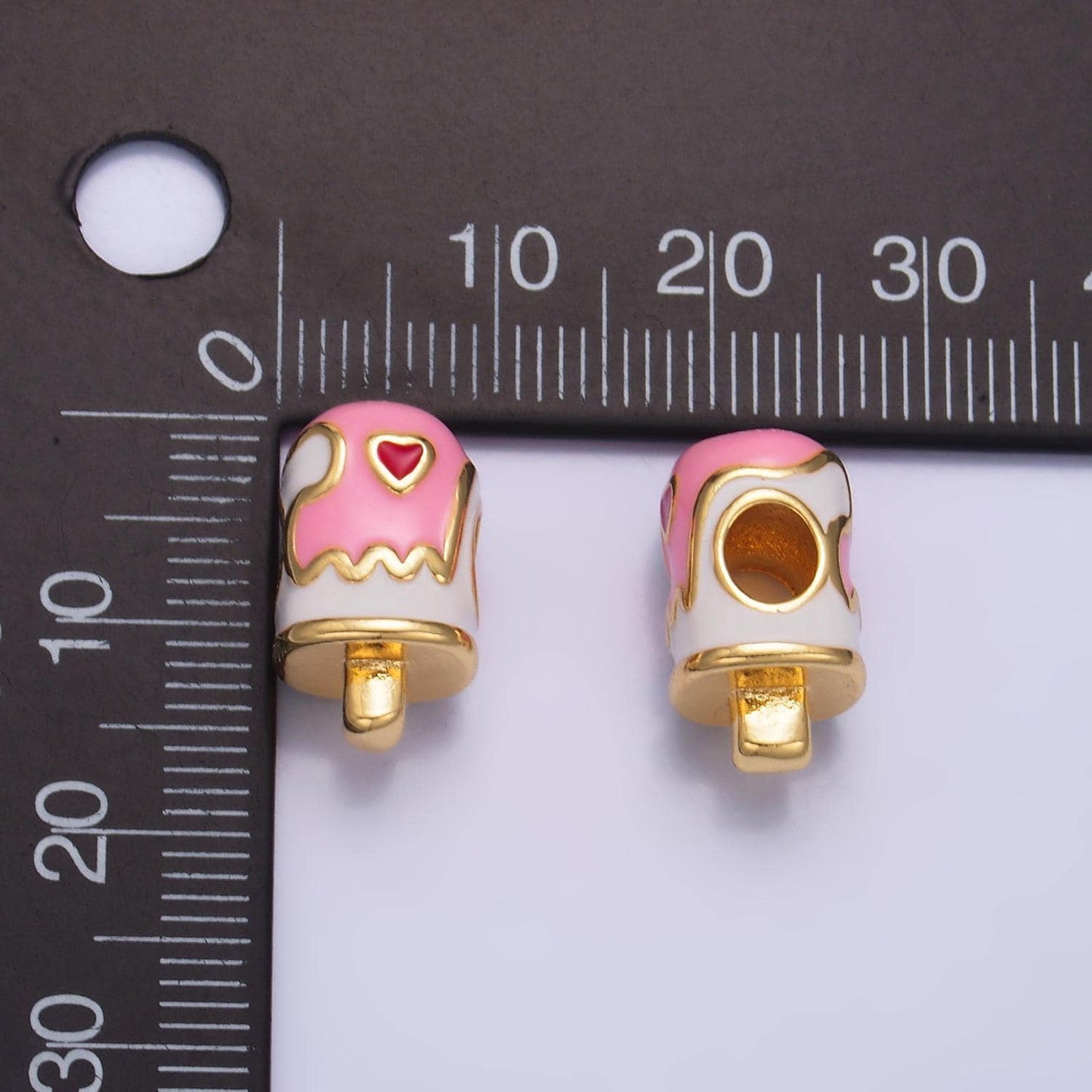Kawaii pink enamel ice cream bead spacer for bracelet beaded supply b153