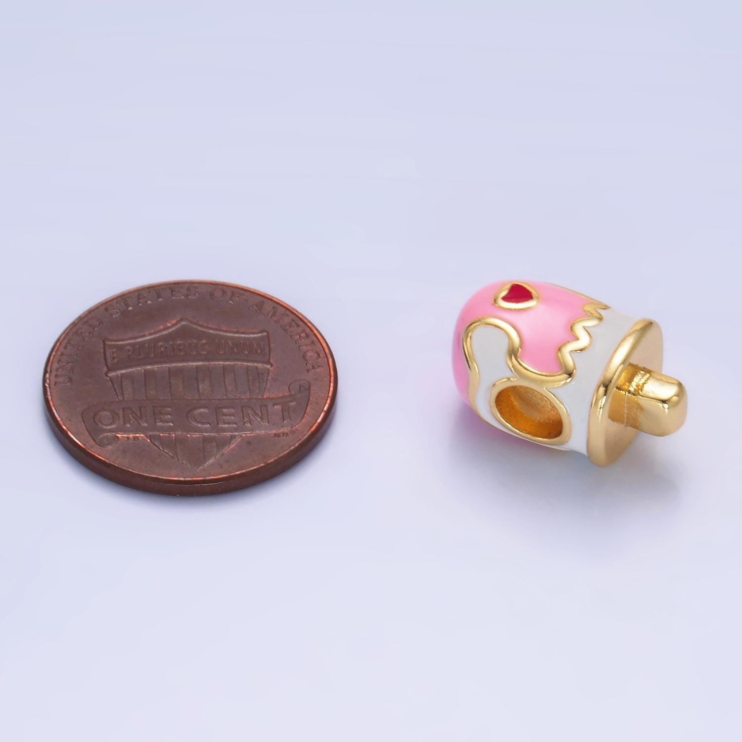 Kawaii pink enamel ice cream bead spacer for bracelet beaded supply b153