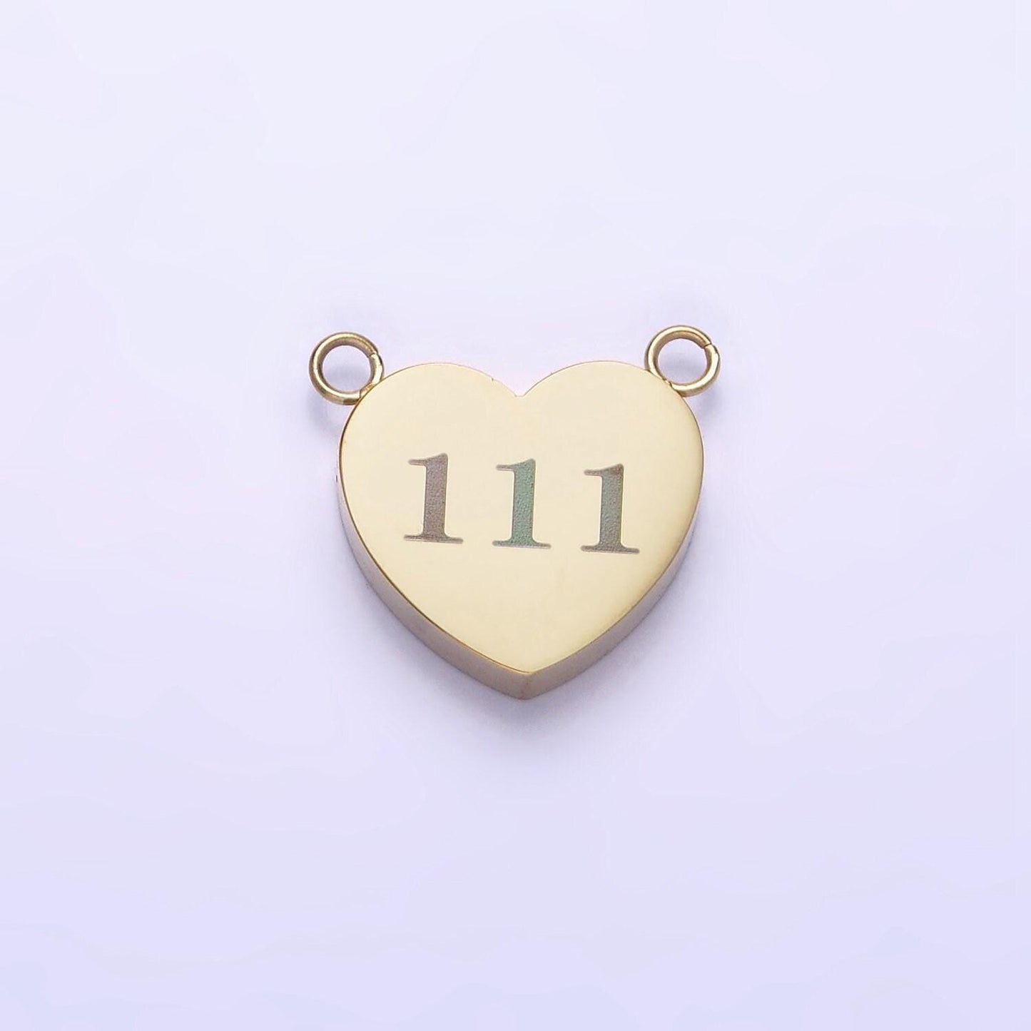 Stainless steel 14k gold filled angel number numerology engraved heart connector tarnish free charm connector | p541 - p549