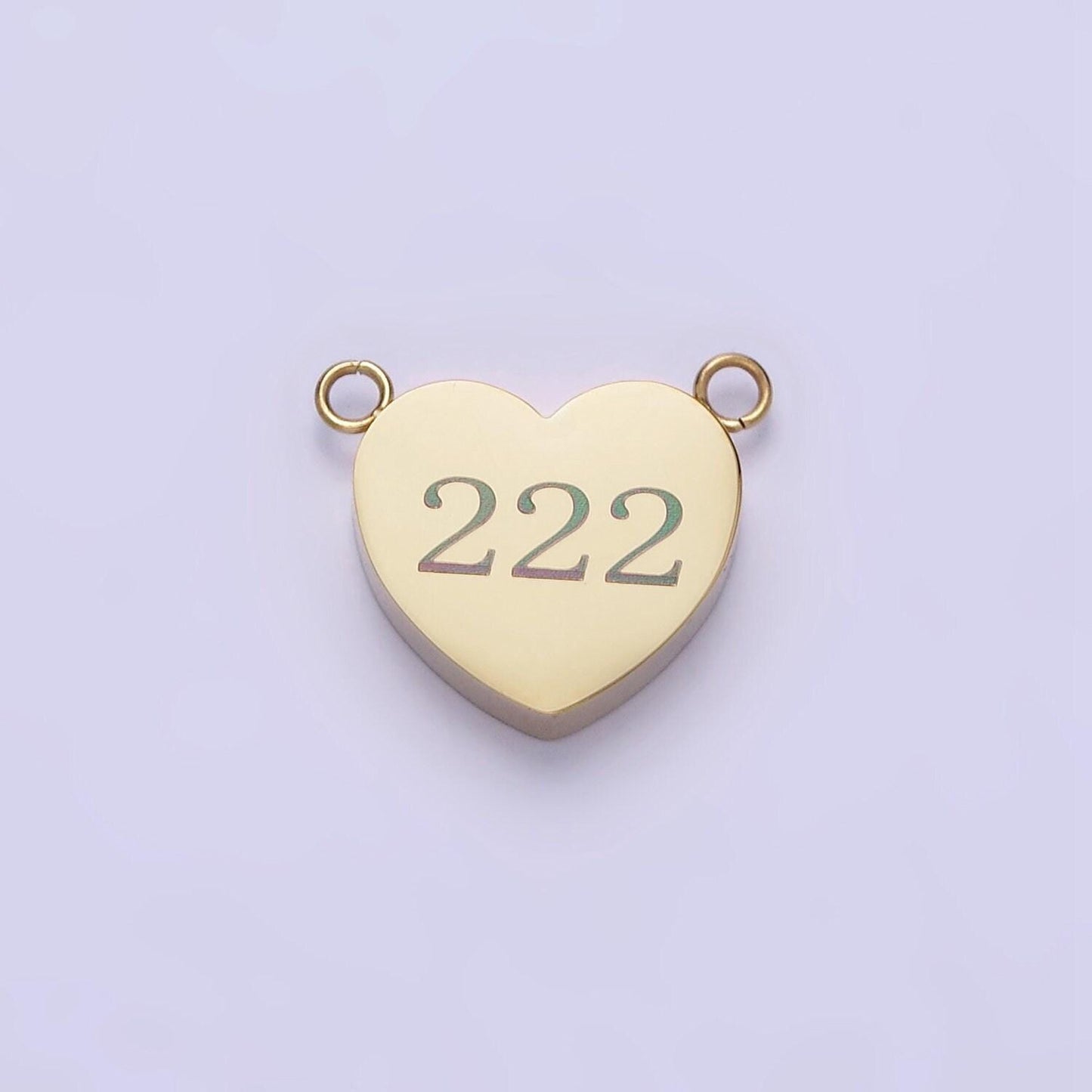 Stainless steel 14k gold filled angel number numerology engraved heart connector tarnish free charm connector | p541 - p549