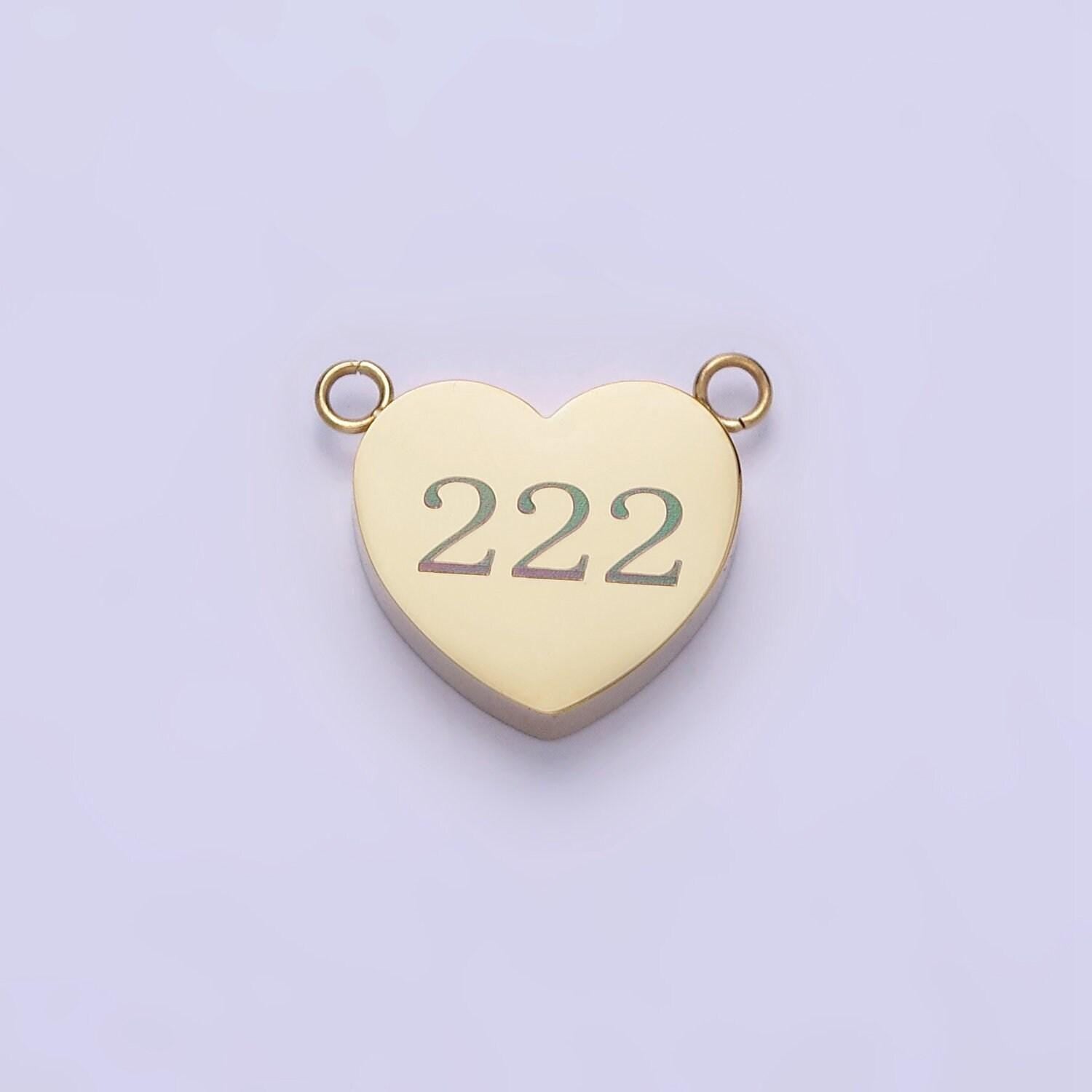 Stainless steel 14k gold filled angel number numerology engraved heart connector tarnish free charm connector | p541 - p549