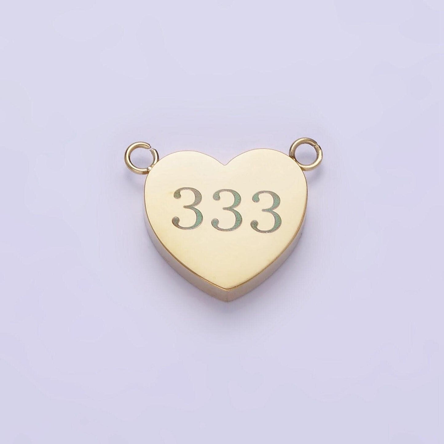 Stainless steel 14k gold filled angel number numerology engraved heart connector tarnish free charm connector | p541 - p549