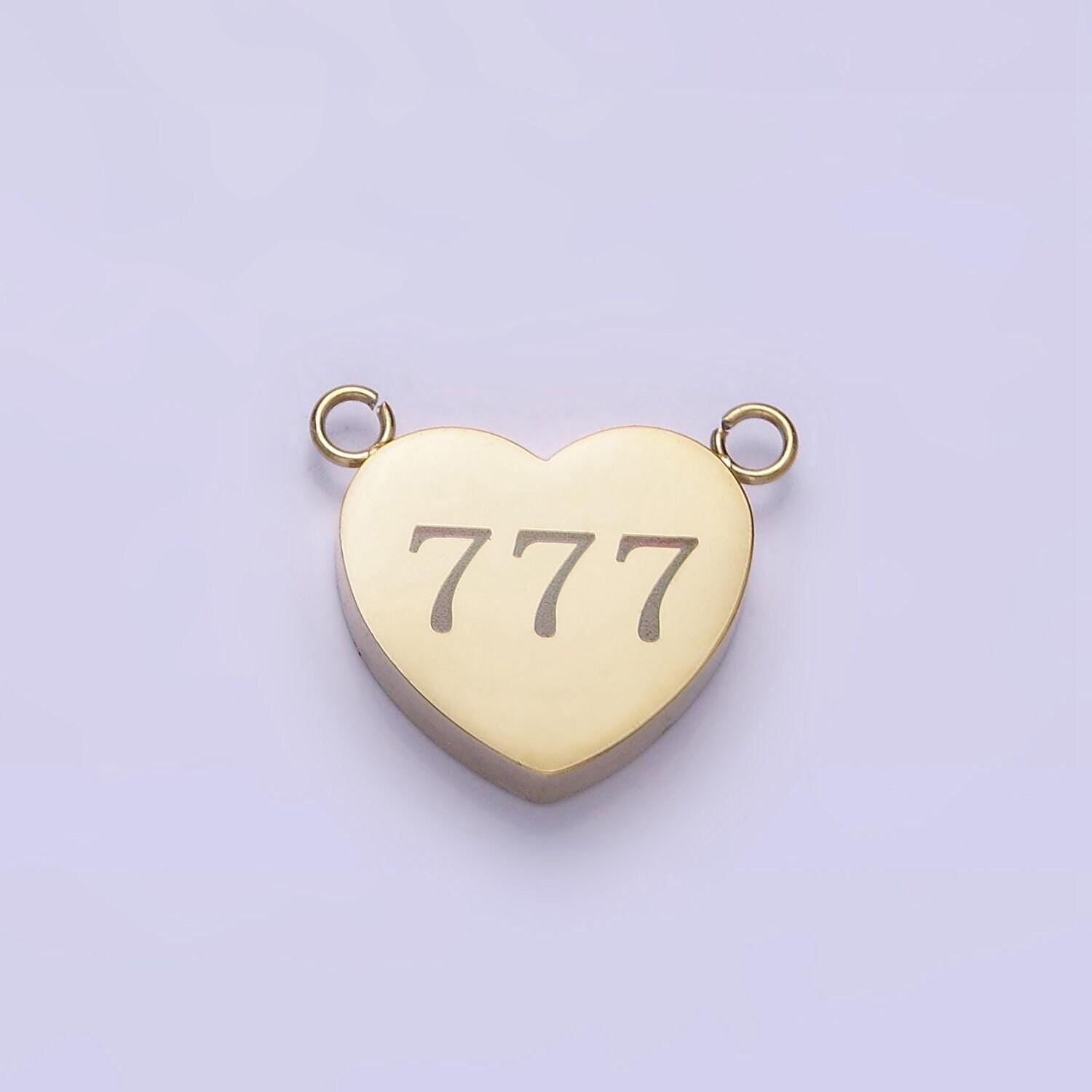 Stainless steel 14k gold filled angel number numerology engraved heart connector tarnish free charm connector | p541 - p549