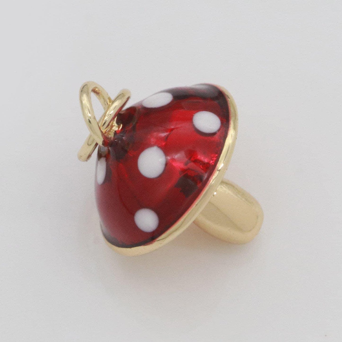 Dainty gold filled magic mushroom charm red mushroom pendant novelty, fungi jewelry, mushroom gift funky for bracelet necklace earring m-606