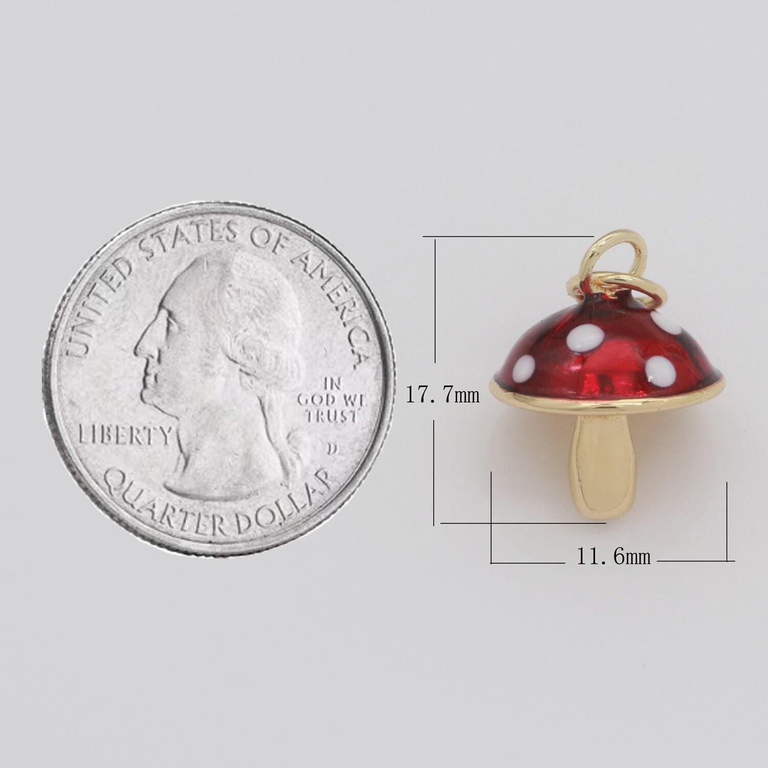 Dainty gold filled magic mushroom charm red mushroom pendant novelty, fungi jewelry, mushroom gift funky for bracelet necklace earring m-606