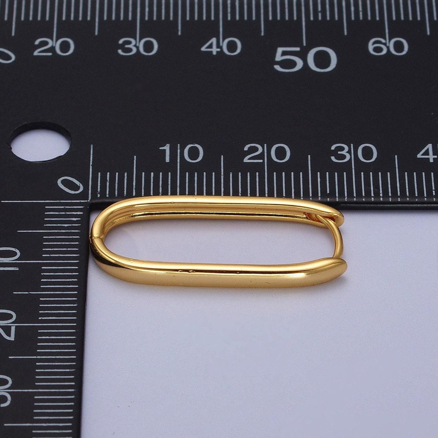 Dainty gold filled oblong rectangle hoop earring, gold u shape huggie hoop earring lever back earring minimalist jewelry hypoallergenicad304