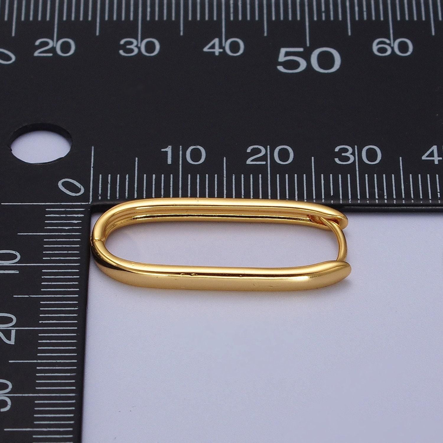 Dainty gold filled oblong rectangle hoop earring, gold u shape huggie hoop earring lever back earring minimalist jewelry hypoallergenicad304