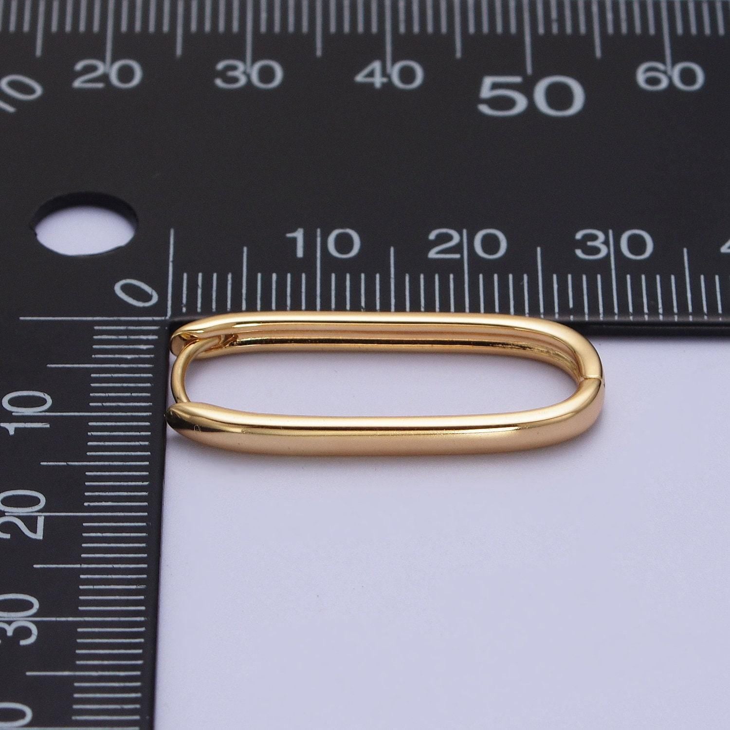 Dainty gold filled oblong rectangle hoop earring, gold u shape huggie hoop earring lever back earring minimalist jewelry hypoallergenicad304