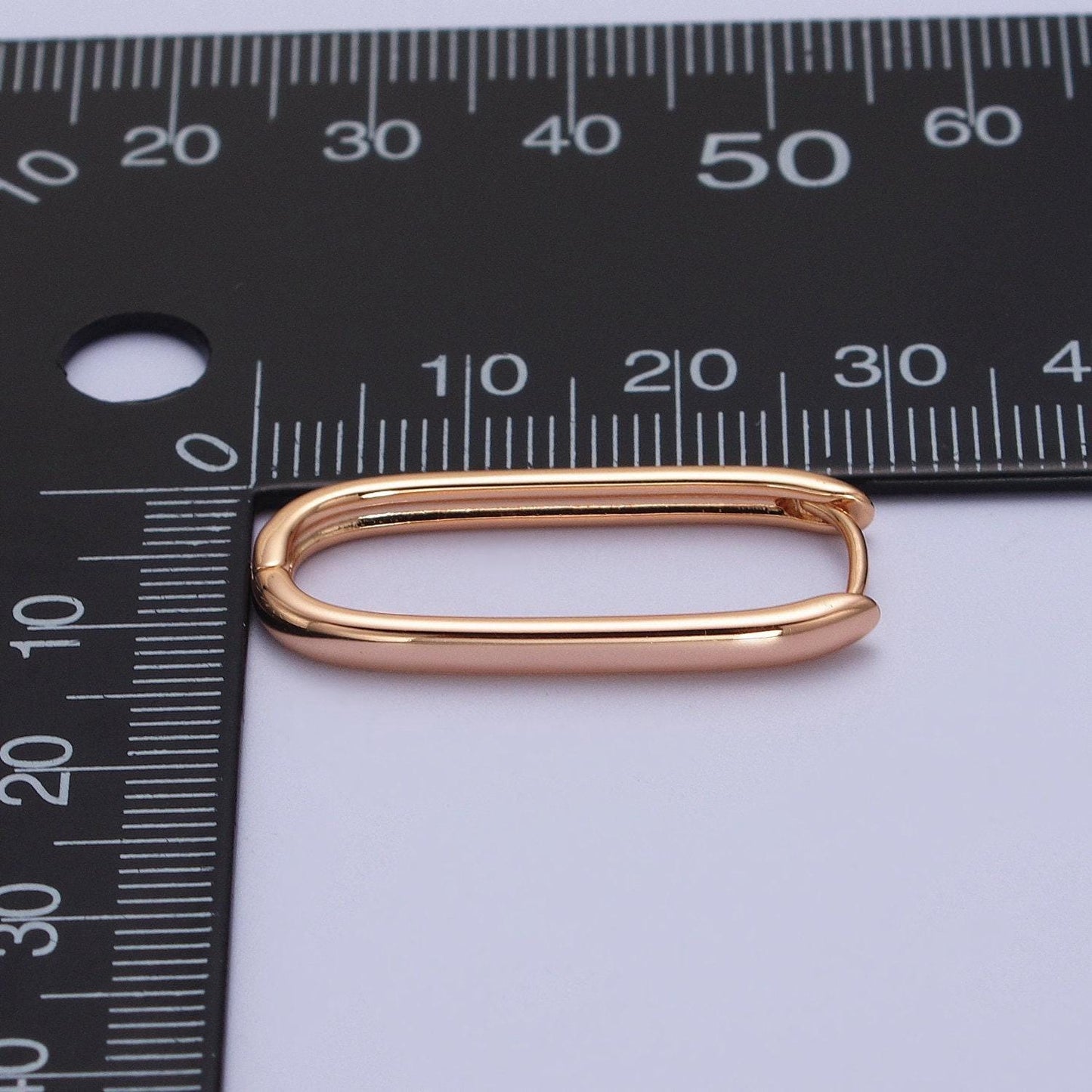 Dainty gold filled oblong rectangle hoop earring, gold u shape huggie hoop earring lever back earring minimalist jewelry hypoallergenicad304