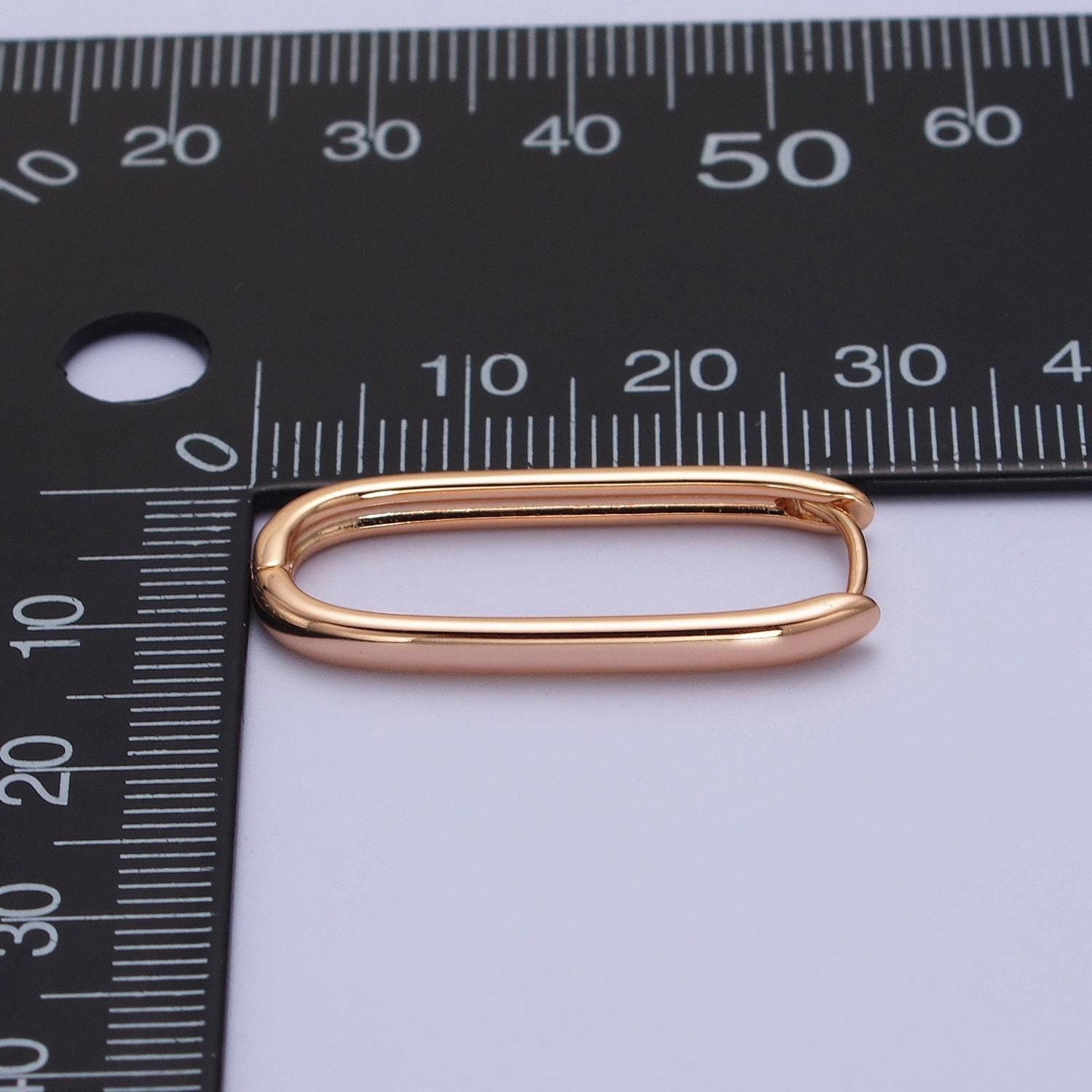 Dainty gold filled oblong rectangle hoop earring, gold u shape huggie hoop earring lever back earring minimalist jewelry hypoallergenicad304