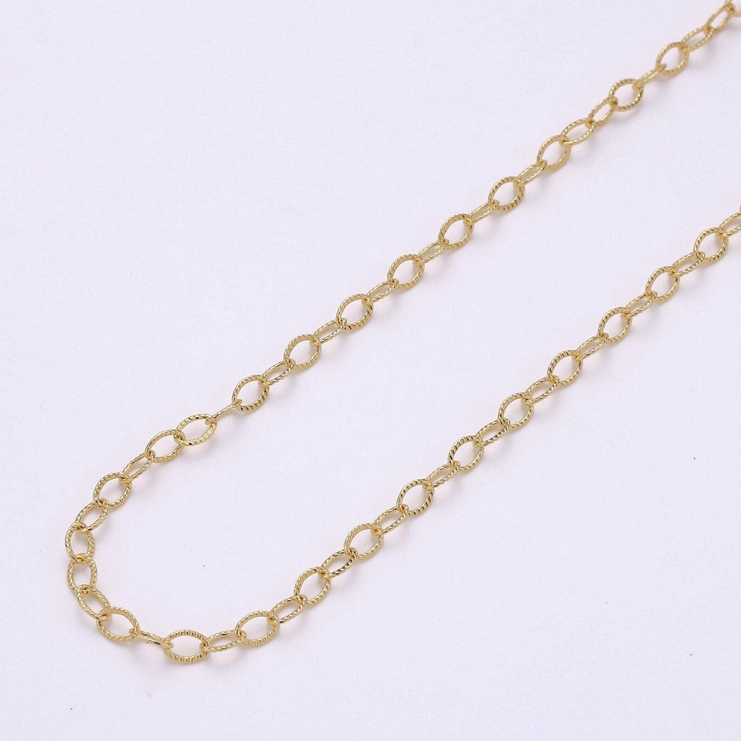 Dainty gold rolo cable chain by yard, delicate rolo cable chain, thin textured wholesale bulk roll chain for jewelry making,141
