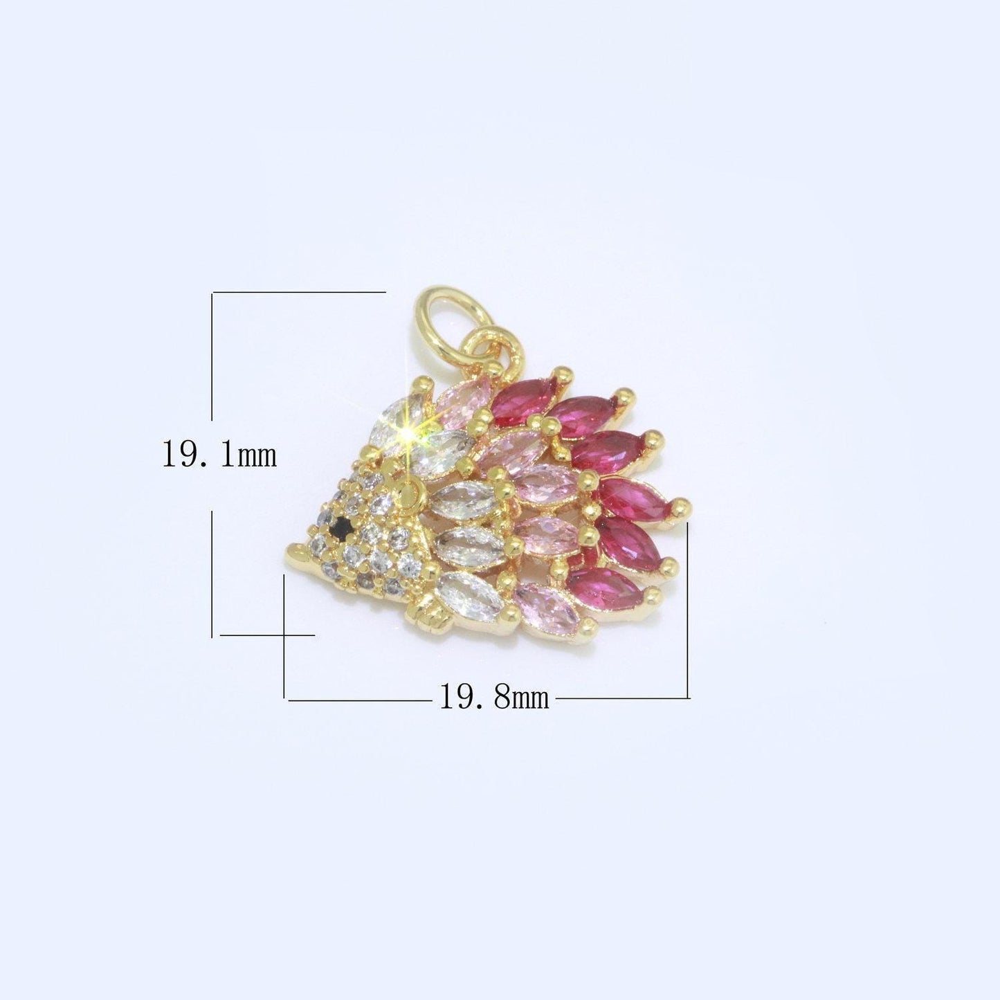 Mini gold porcupine charms adorable red cz porcupine animal charms wildlife charms jewelry supplies m695