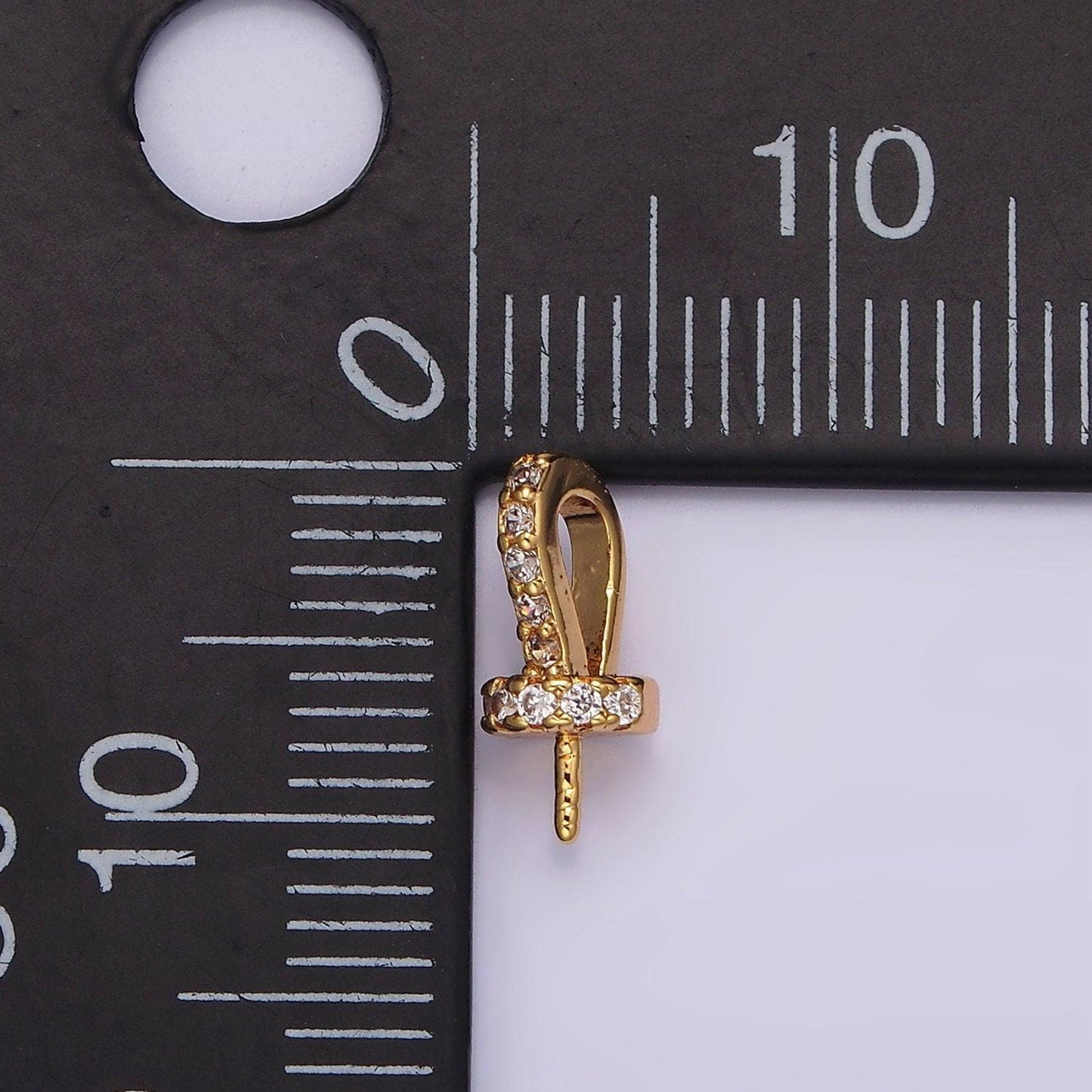 18k gold filled peg bail hold for half drill pearl and bead cz bail charm jewelry findings supplies z499