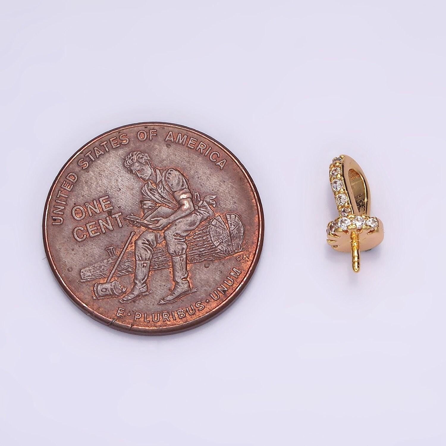 18k gold filled peg bail hold for half drill pearl and bead cz bail charm jewelry findings supplies z499