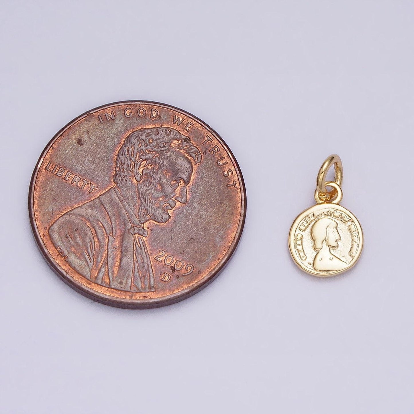 Dainty tiny penny round coin medallion pendant charm for bracelet necklace earring jewelry making supplies ac1168