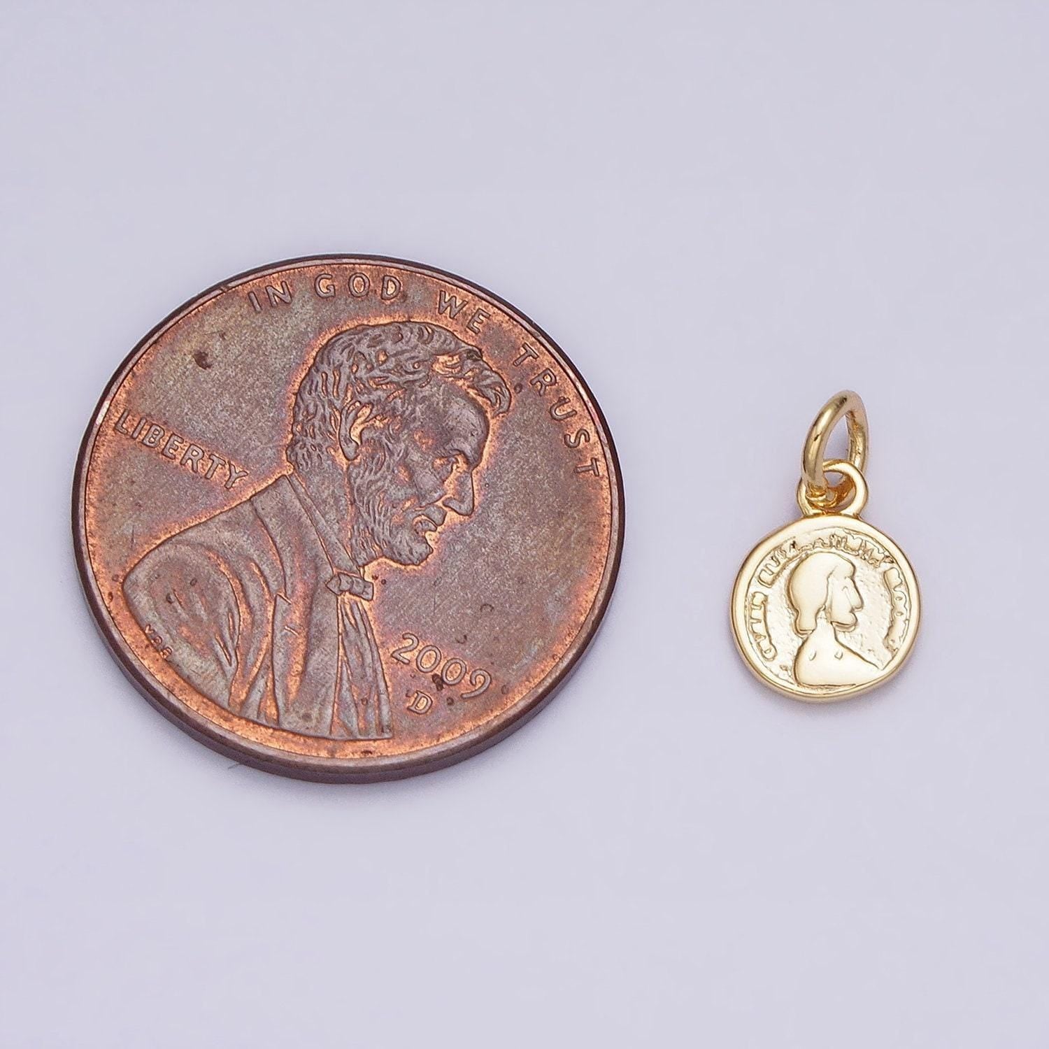 Dainty tiny penny round coin medallion pendant charm for bracelet necklace earring jewelry making supplies ac1168