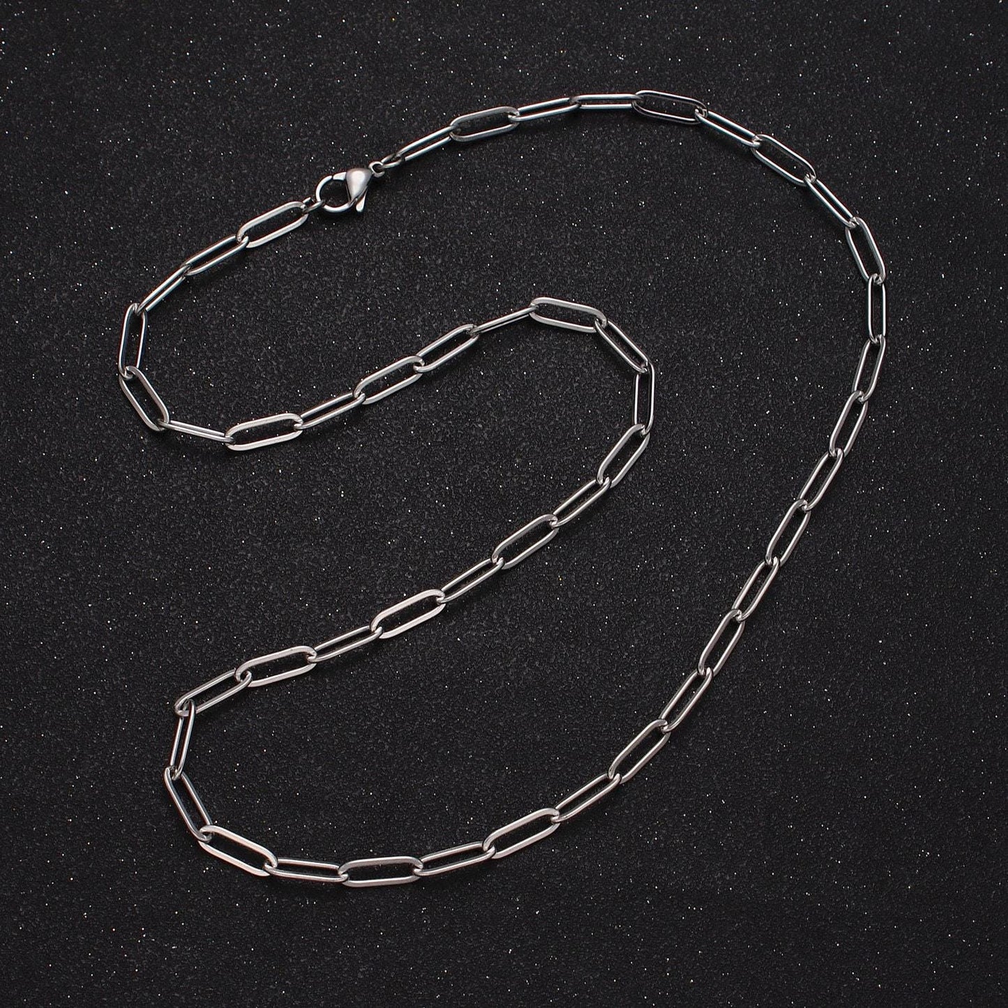 Dainty gold paperclip link chain necklace elongated chain necklace stainless steel chain 17.7 , 20 inch long tarnish resistant chain wa1619
