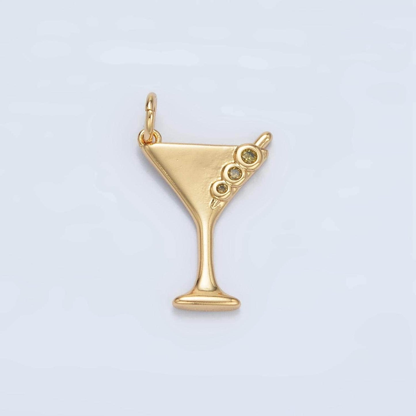 Dainty martini glass charms cocktail drink charms with green olive cz alcohol for girl party charm bar supplies e311