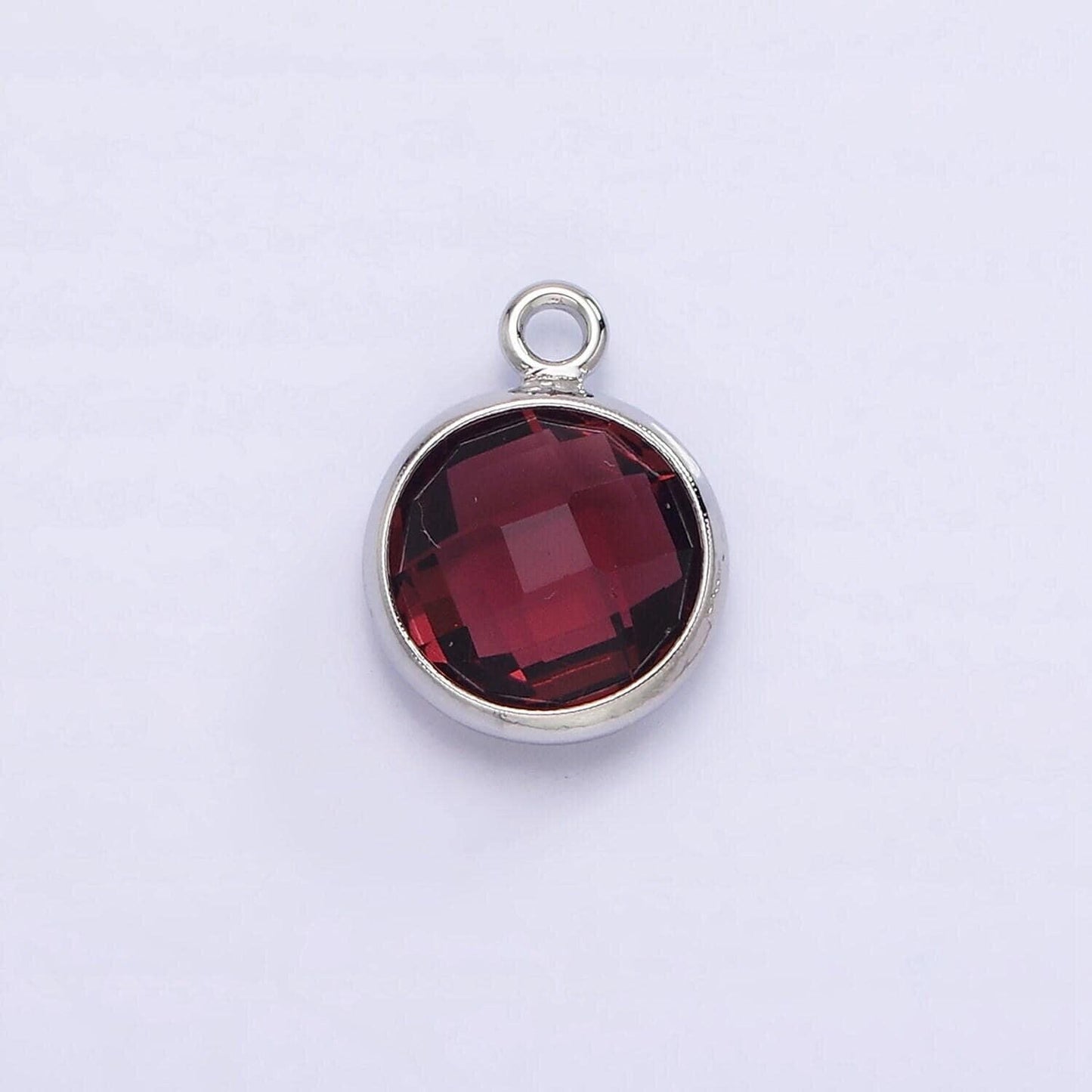 Silver 9mm multifaceted birthstone cz round add-on charm for bracelet necklace earring component jewelry making | n1197 - n1207