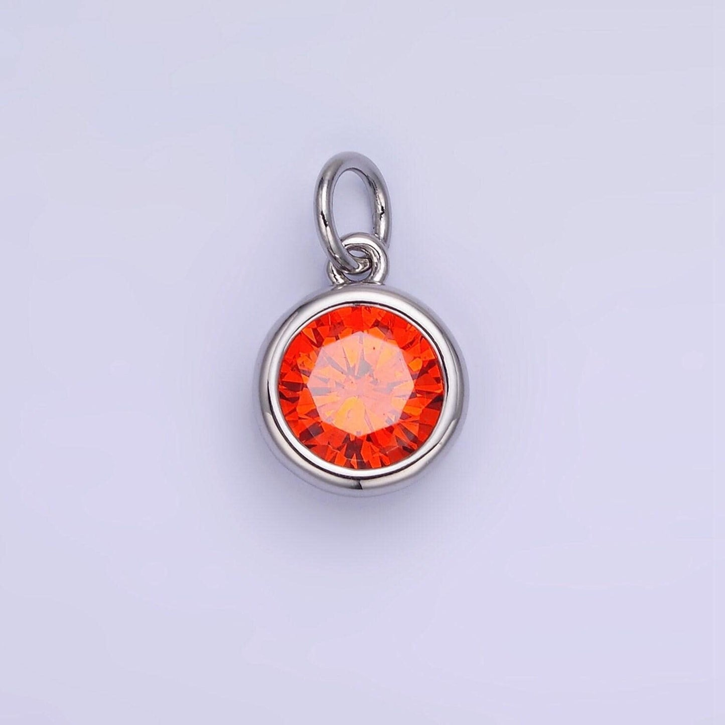 Round cz birthstone silver charms | ag788-ag795