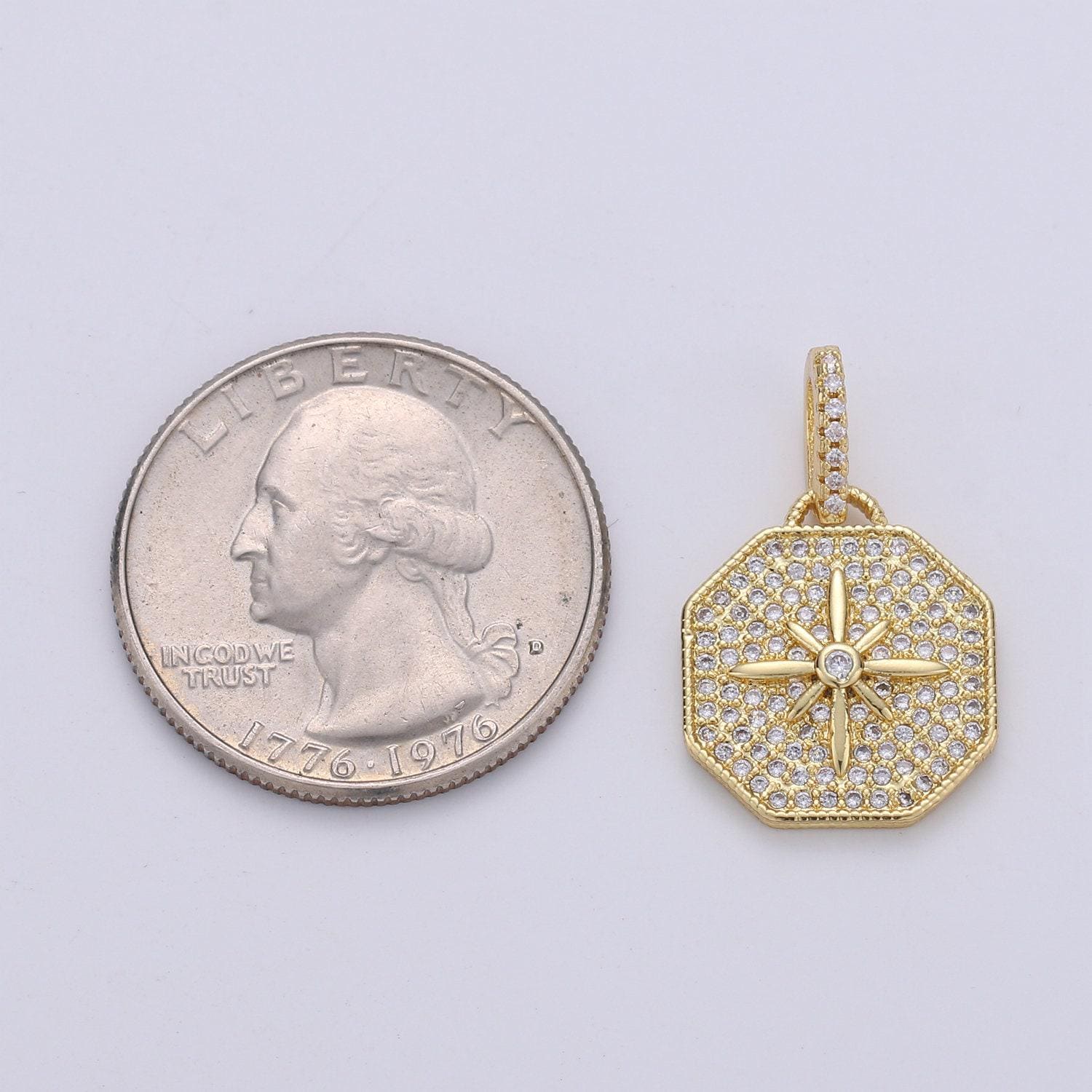 Dainty starburst charms pendants -micro pave cz north star burst charm 24k gold celestial charm, necklace bracelet supply pdgf-1660