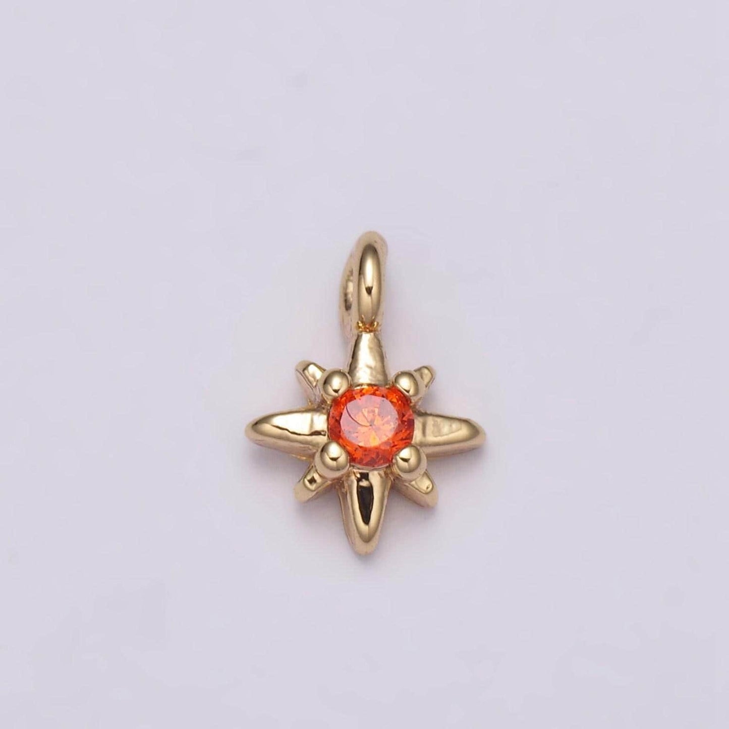 Tiny cz 8 point star cubic zirconia small starburst north star pendant - gold filled cz drop charm pendant, celestial jewelry, pointed star