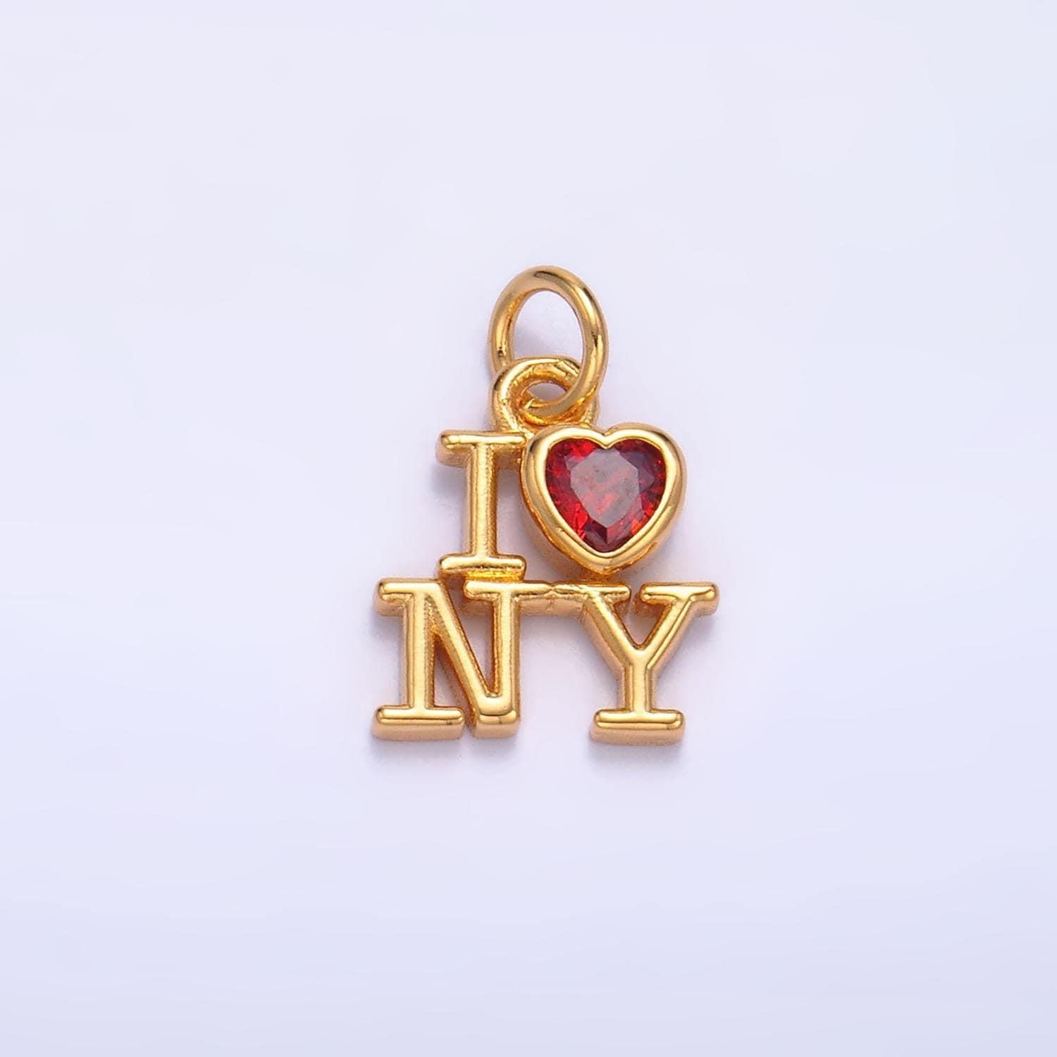 Mini red heart cz gold new york charm i love ny minimalist jewelry micro cz pave ny state sign travel pendants for necklace bracelet w323