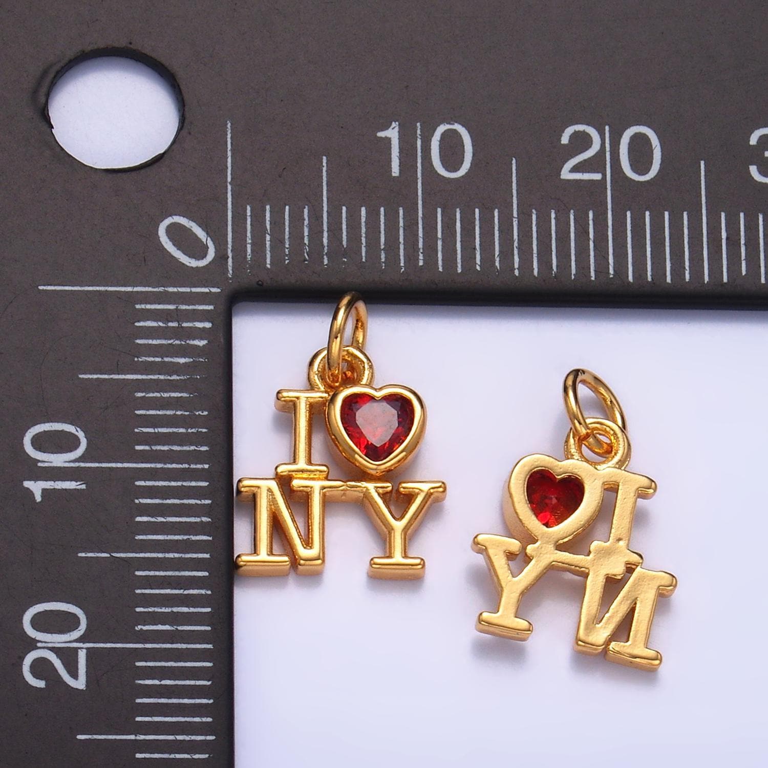 Mini red heart cz gold new york charm i love ny minimalist jewelry micro cz pave ny state sign travel pendants for necklace bracelet w323