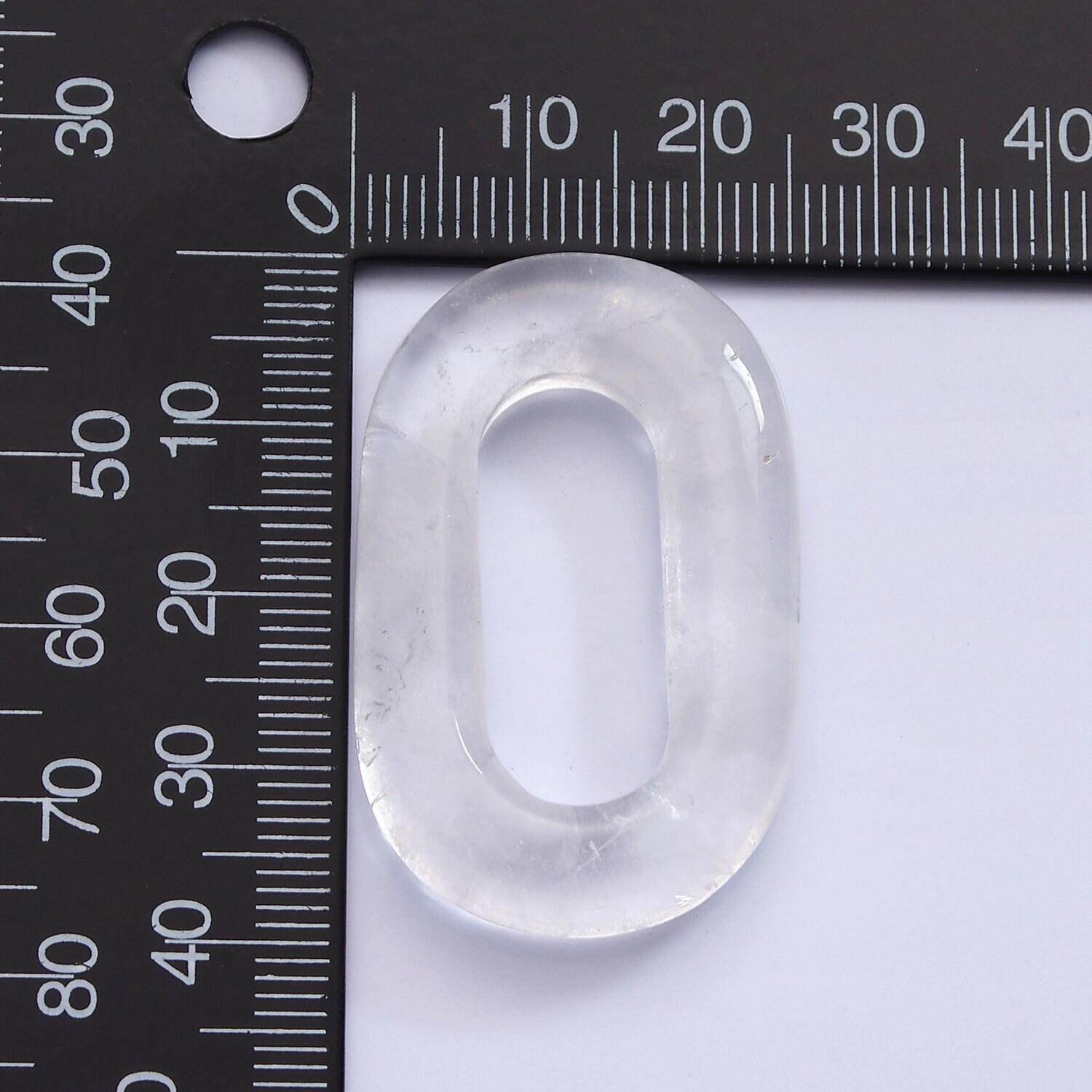 40mm clear quartz natural gemstone open oblong rectangular jewelry findings | z550