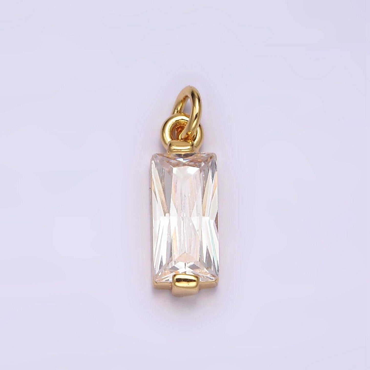 24k gold filled clear baguette cz bezel add-on charm | ac881