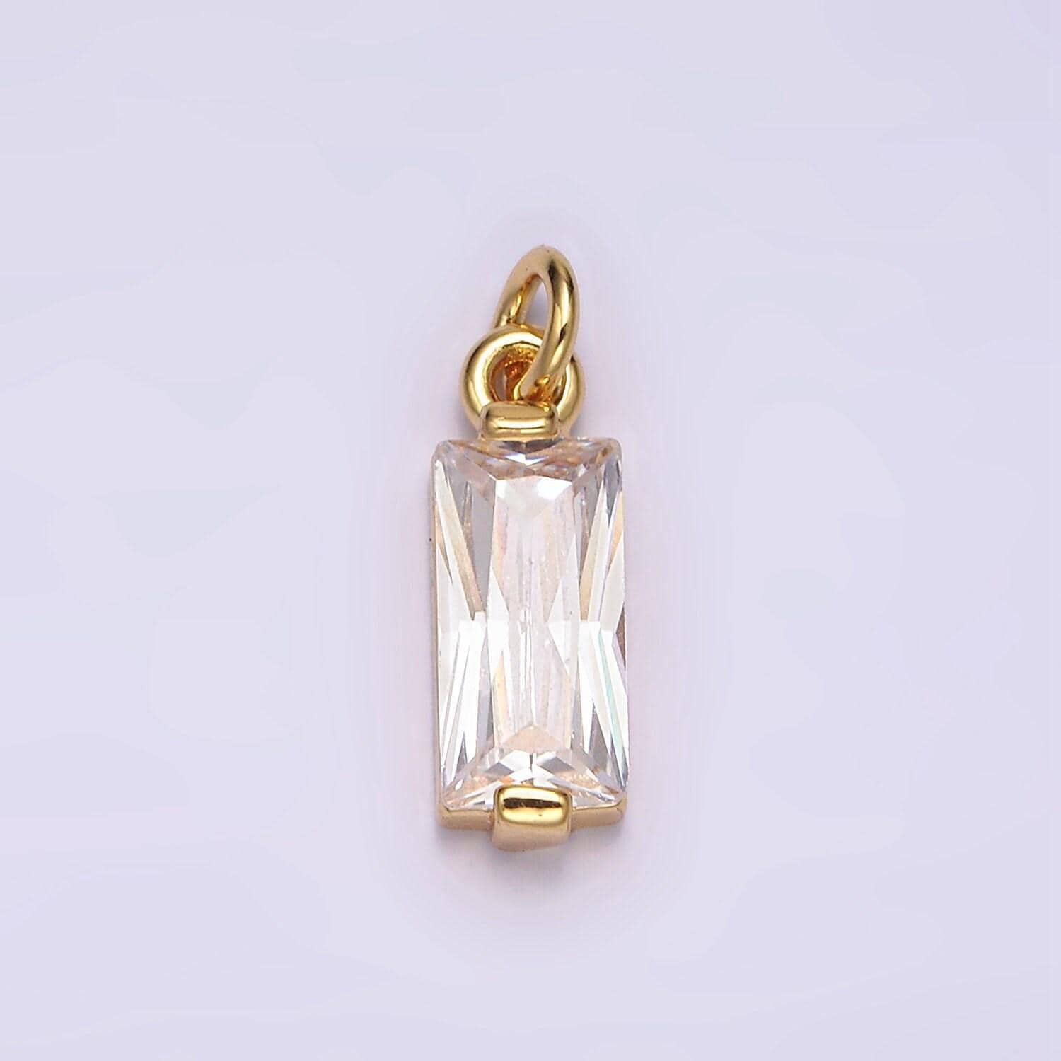 24k gold filled clear baguette cz bezel add-on charm | ac881